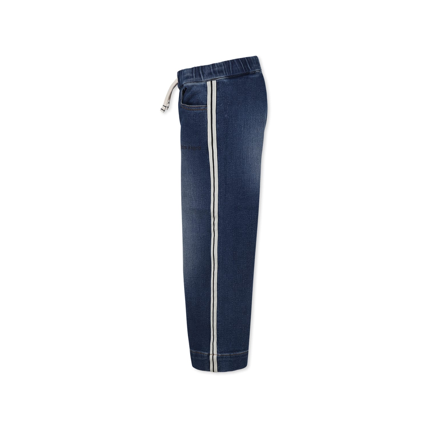 Palm Angels Blue Jeans For Girl With Logo In Denim