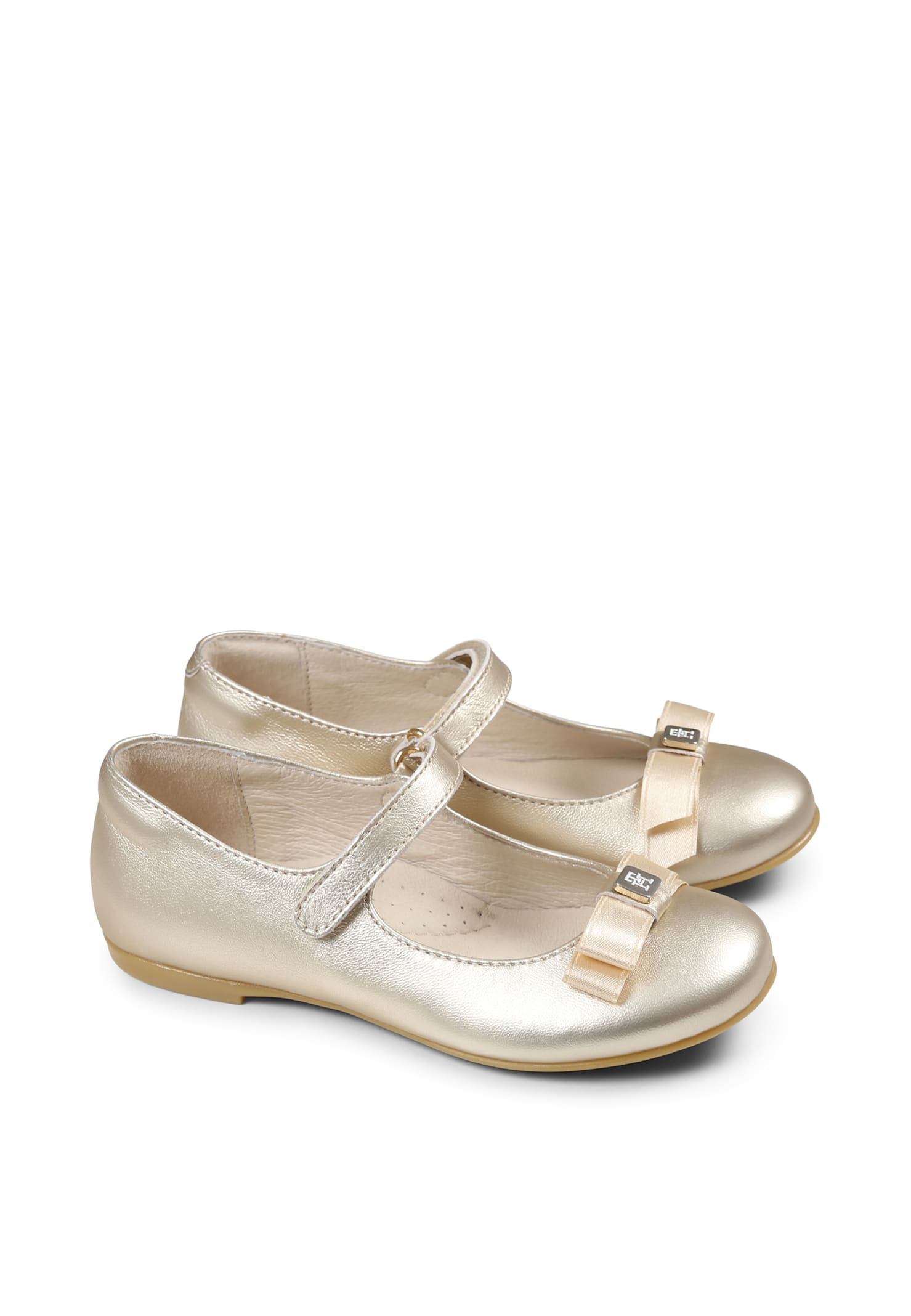 TOMMY HILFIGER GOLD BALLERINAS FOR GIRL WITH BOW