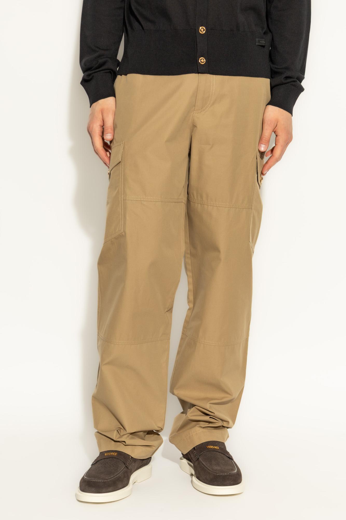 Versace Cotton Cargo Pants In Brown