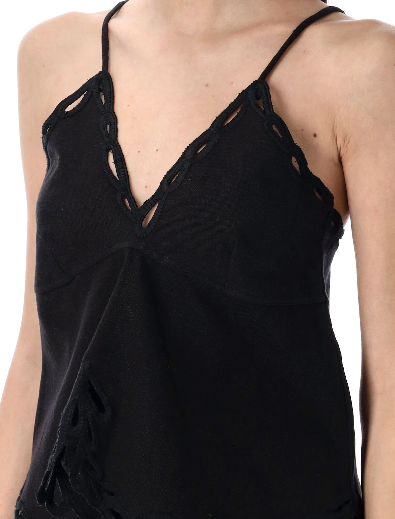 Isabel Marant Étoile Isabel Marant Etoile Embroidered Black Tomeki Tank Top In Faded Black