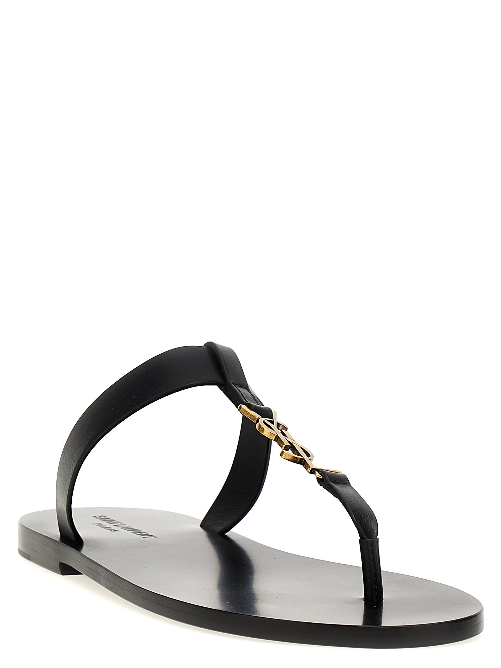 Shop Saint Laurent Cassandre Sandals In Black