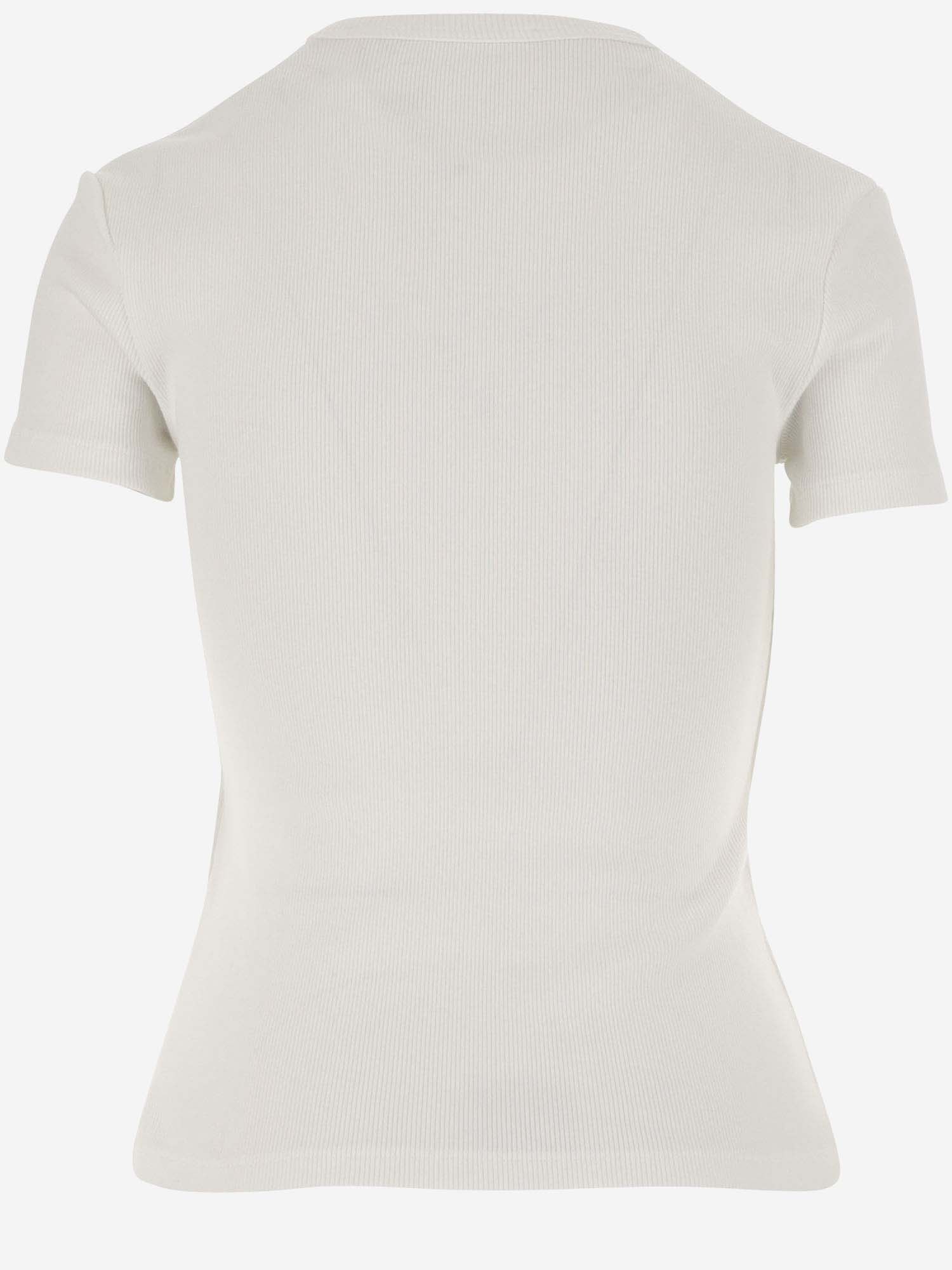Shop Off-white Stretch Cotton T-shirt With Logo In White Blac