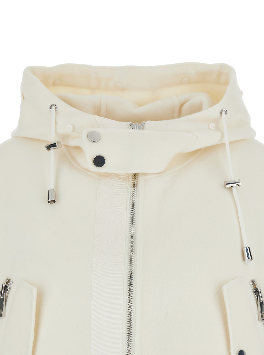 Shop P.a.r.o.s.h White Parka With Removable Hood In Wool Woman