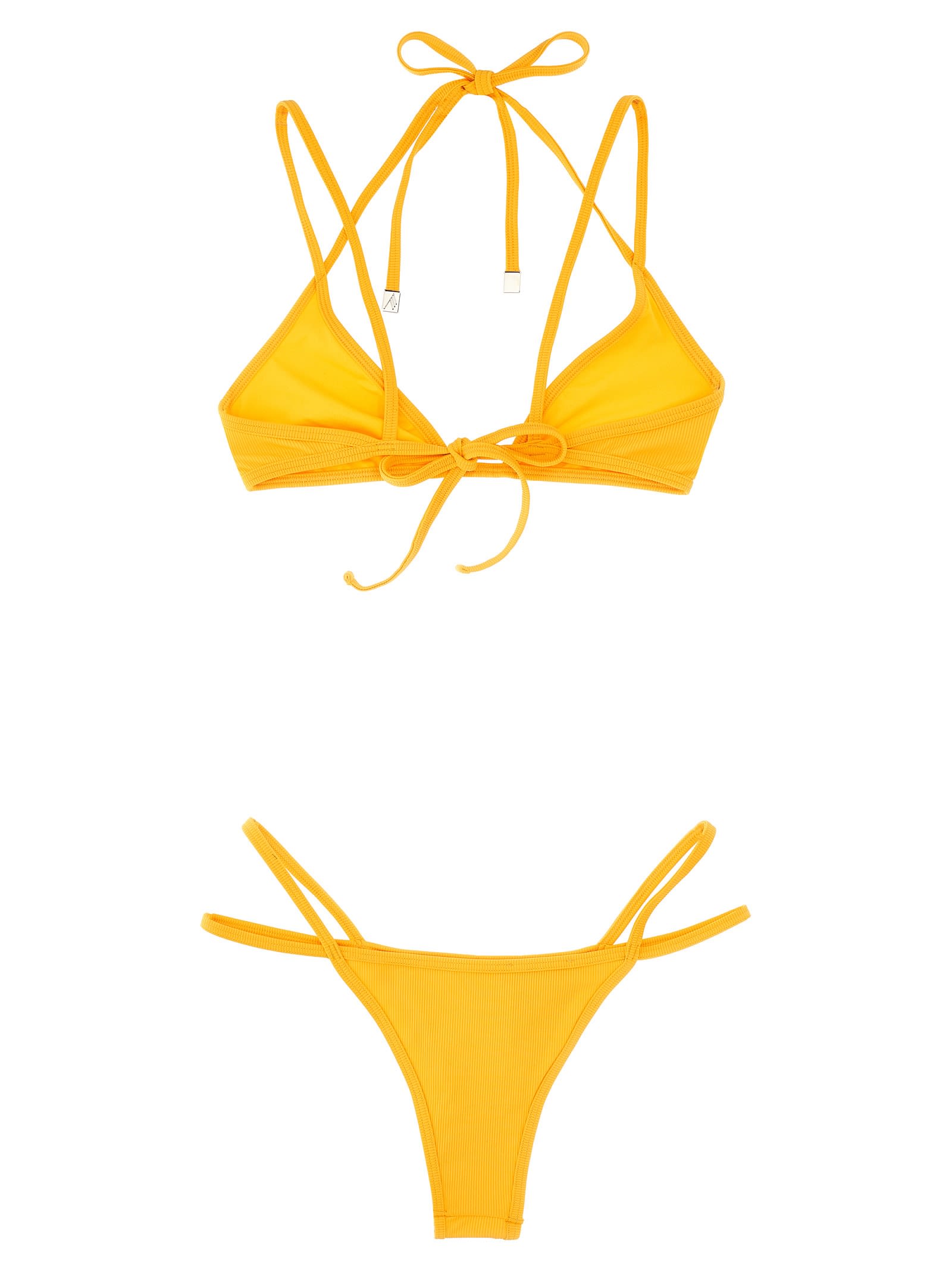 Shop Attico Ribbed Bikini In Yellow