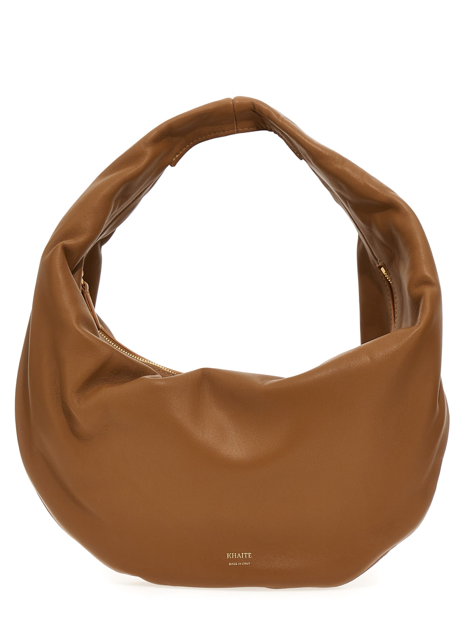 Khaite Olivia Medium Leather Shoulder Bag In Marrone