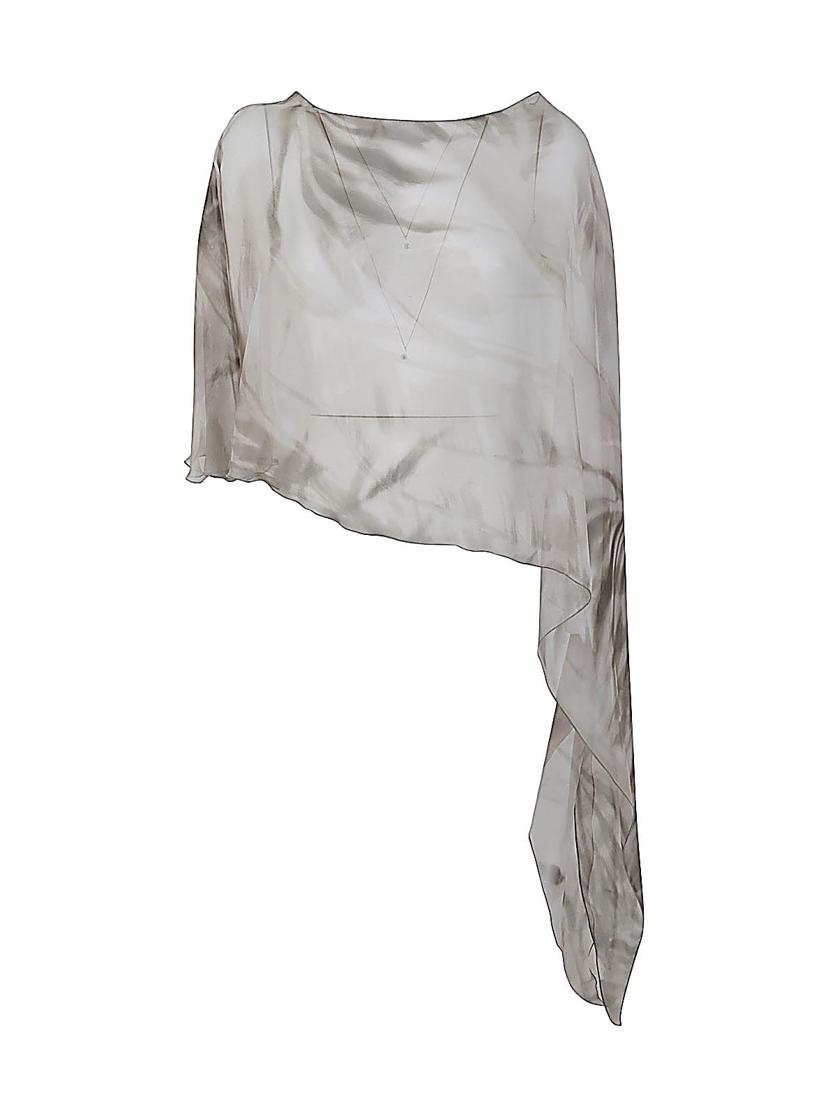 Antonelli Melone Silk Printed Shawl In Grey