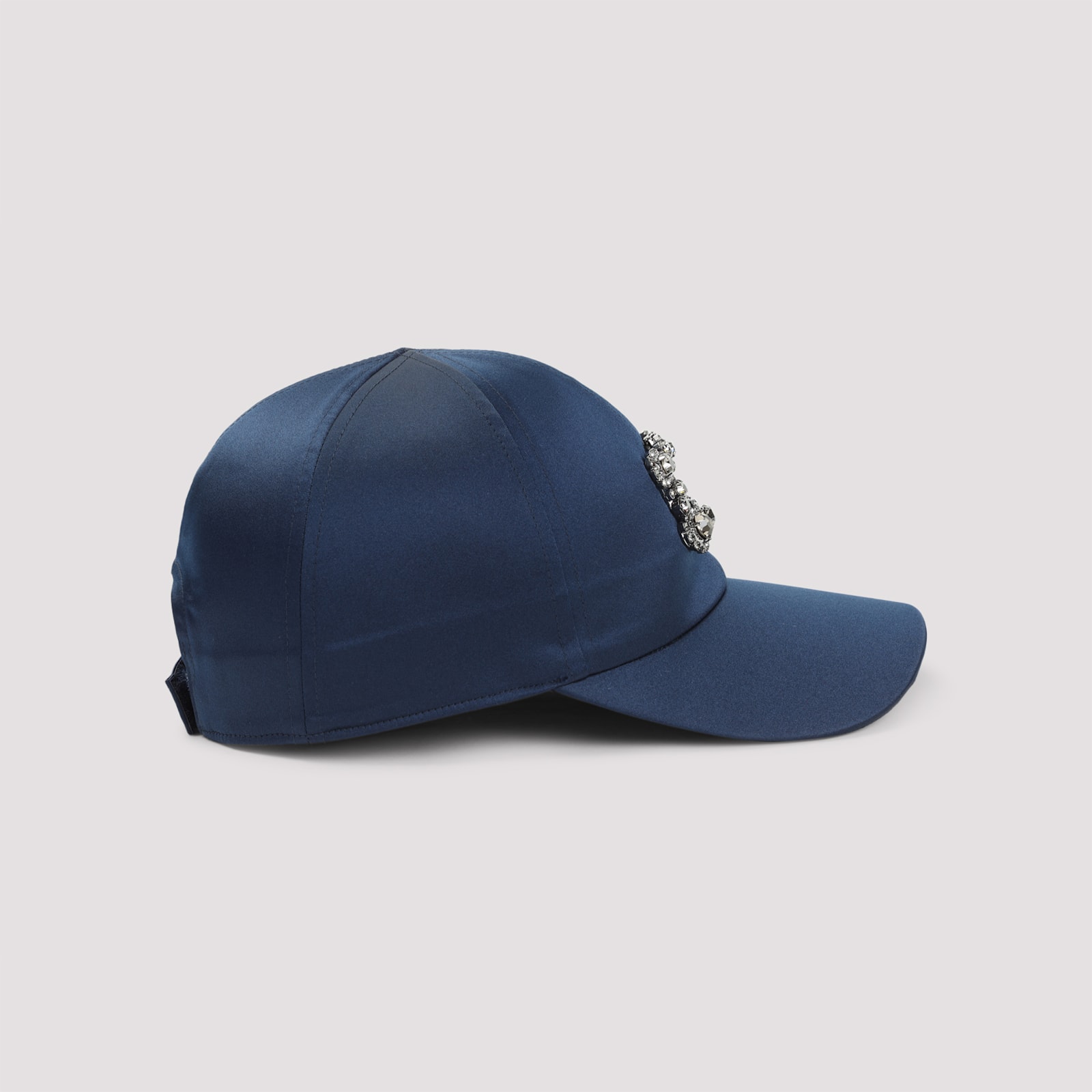 Roger Vivier Flower Crystal Cap Curved Brim Detail In Blue