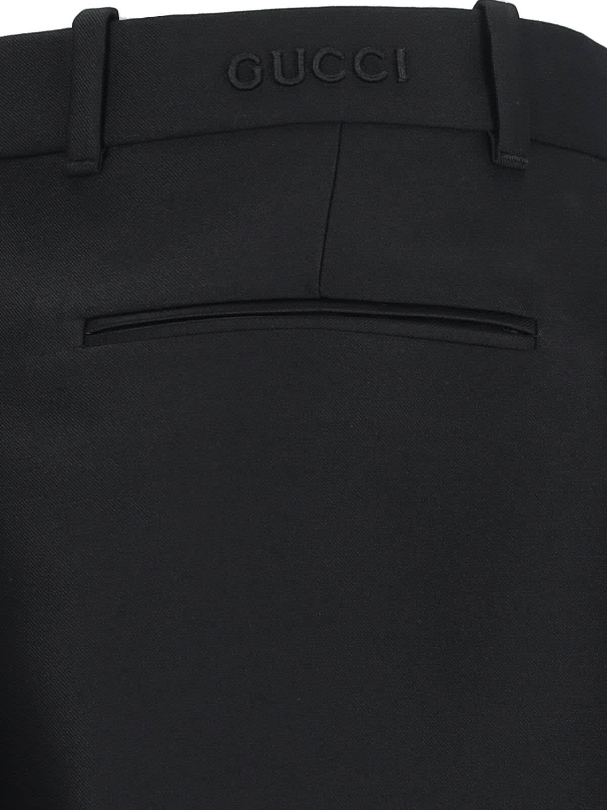 Gucci Wool And Silk Straight Pants In Black