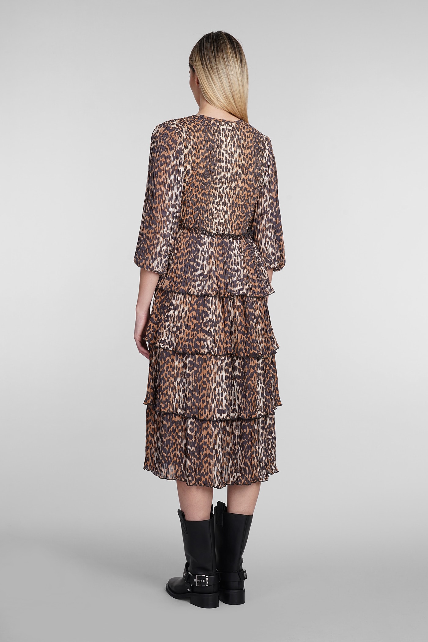 Ganni Women Leopard Print Midi Dress In Animal Print