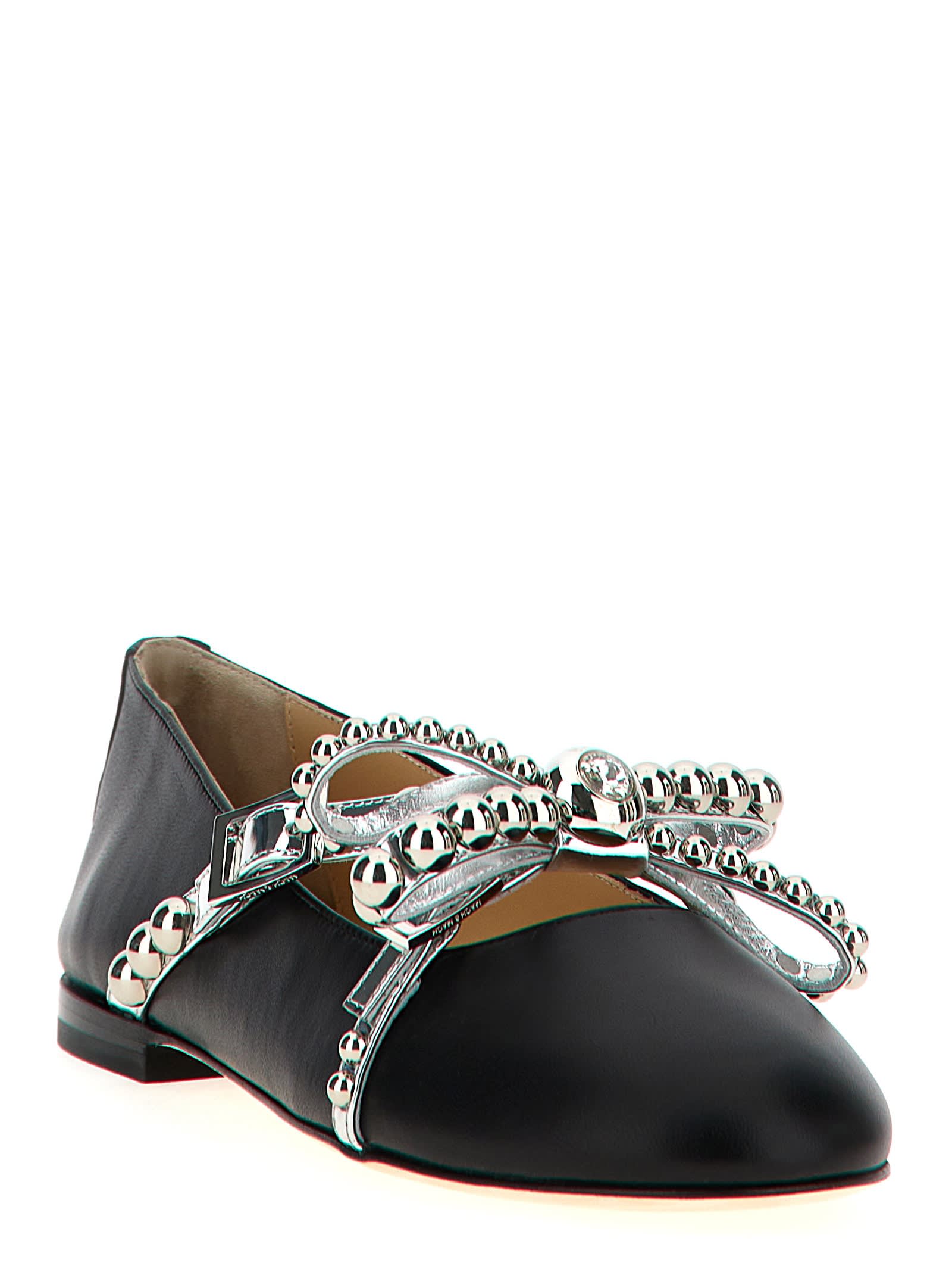 Shop Mach &amp; Mach Crystal Studs Ballet Flats In Black