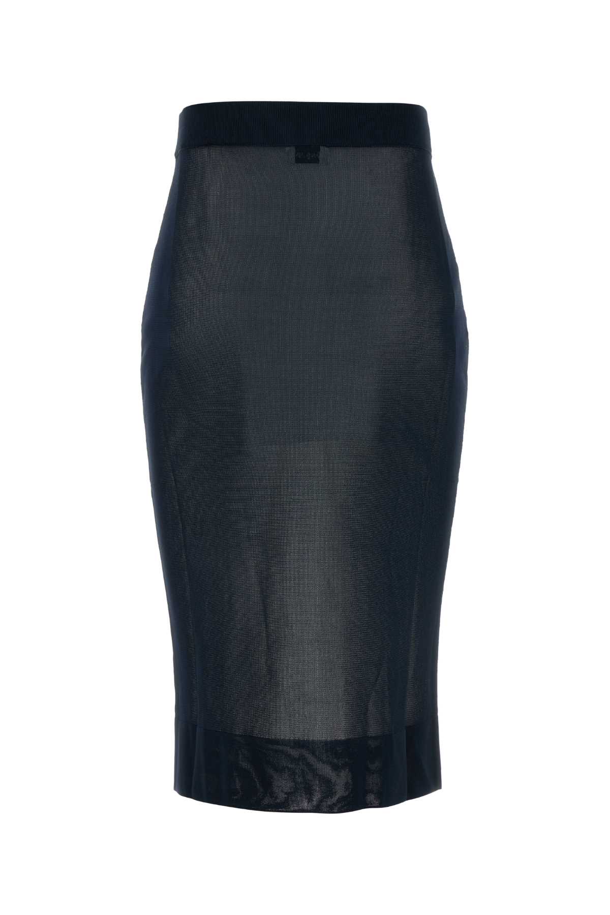 Shop Saint Laurent Navy Blue Viscose Skirt In Bleunuit