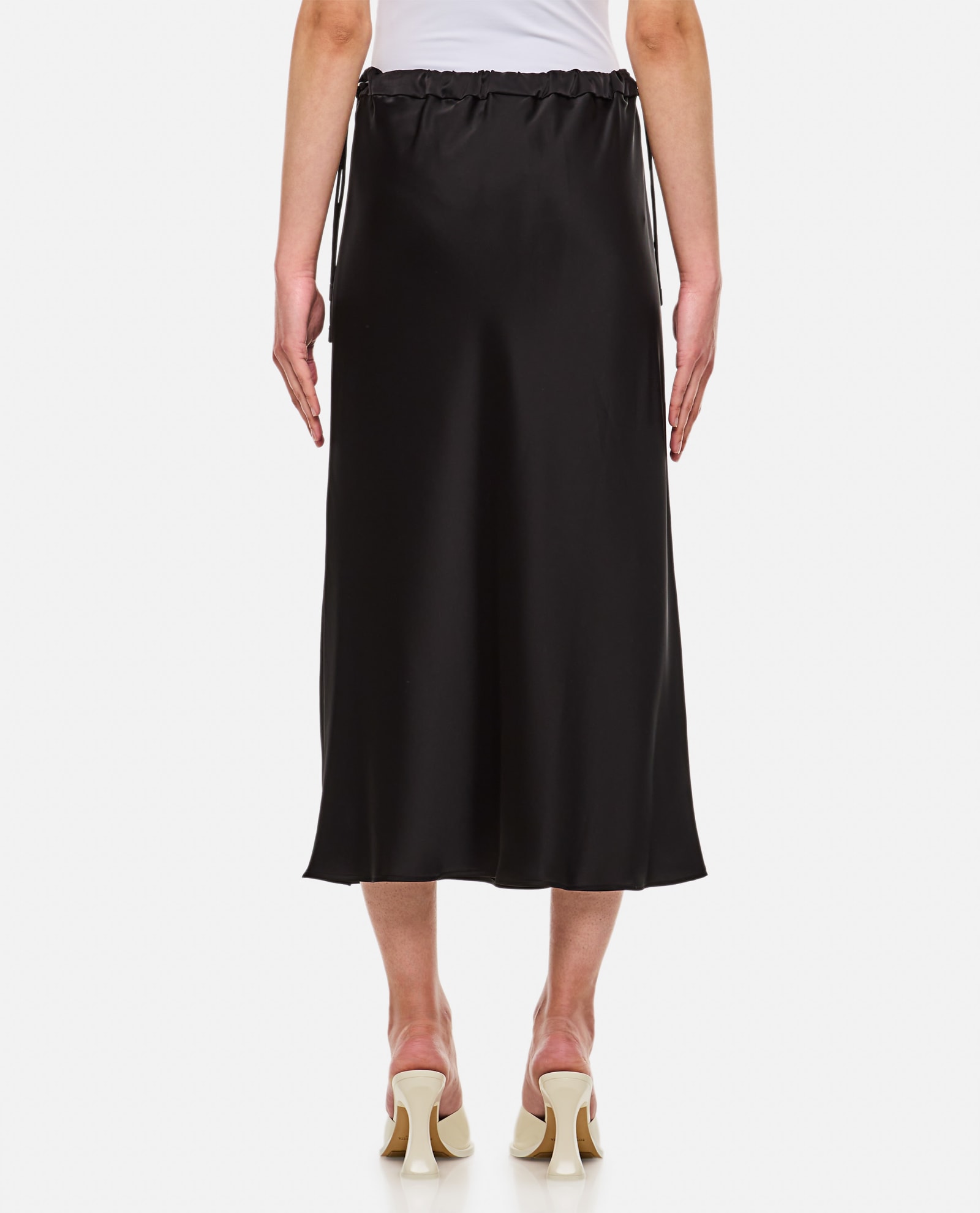 Shop Max Mara Editore Satin Skirt In Black