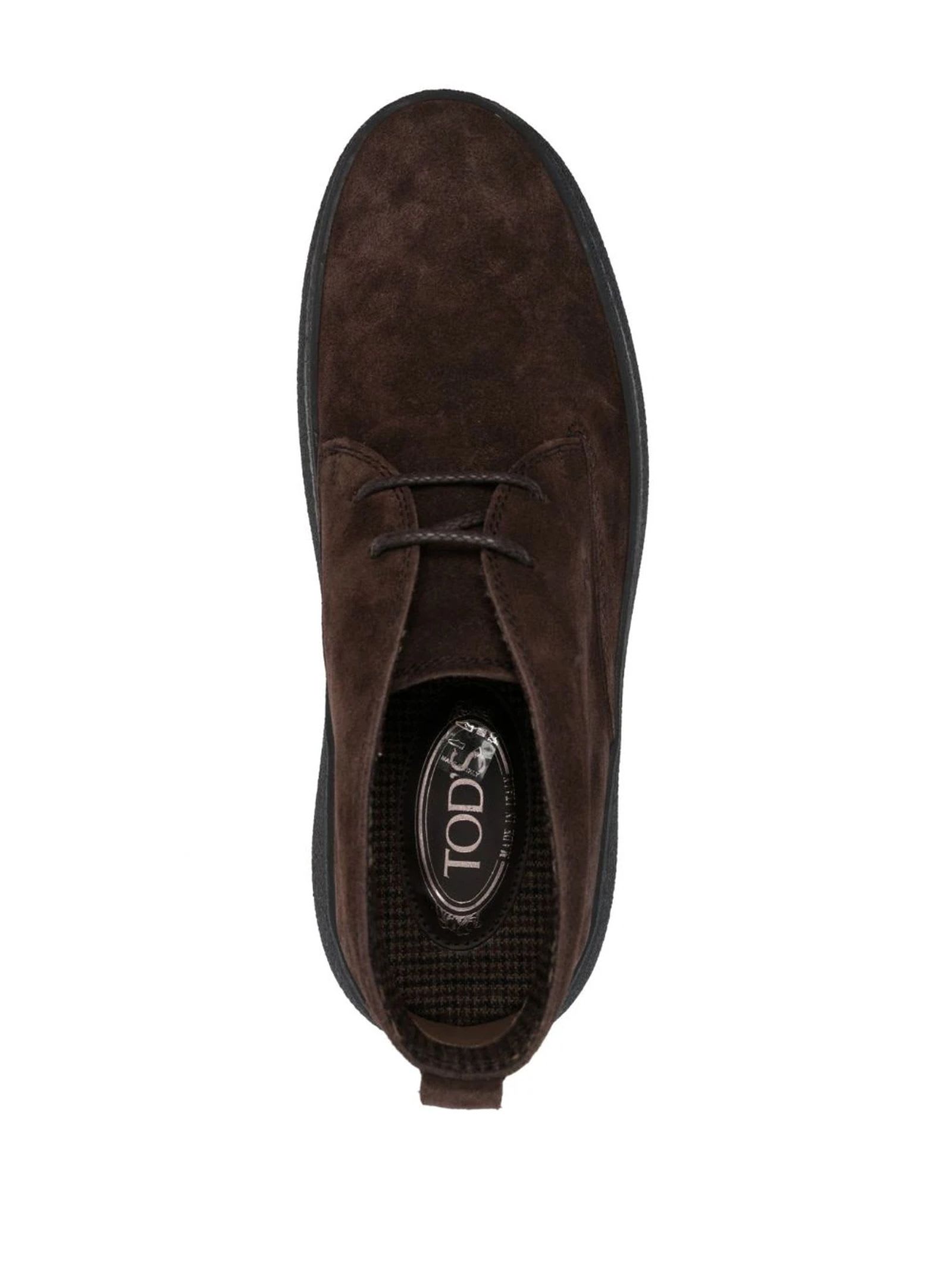 Shop Tod's Suede Lace-up Shoes In Brown