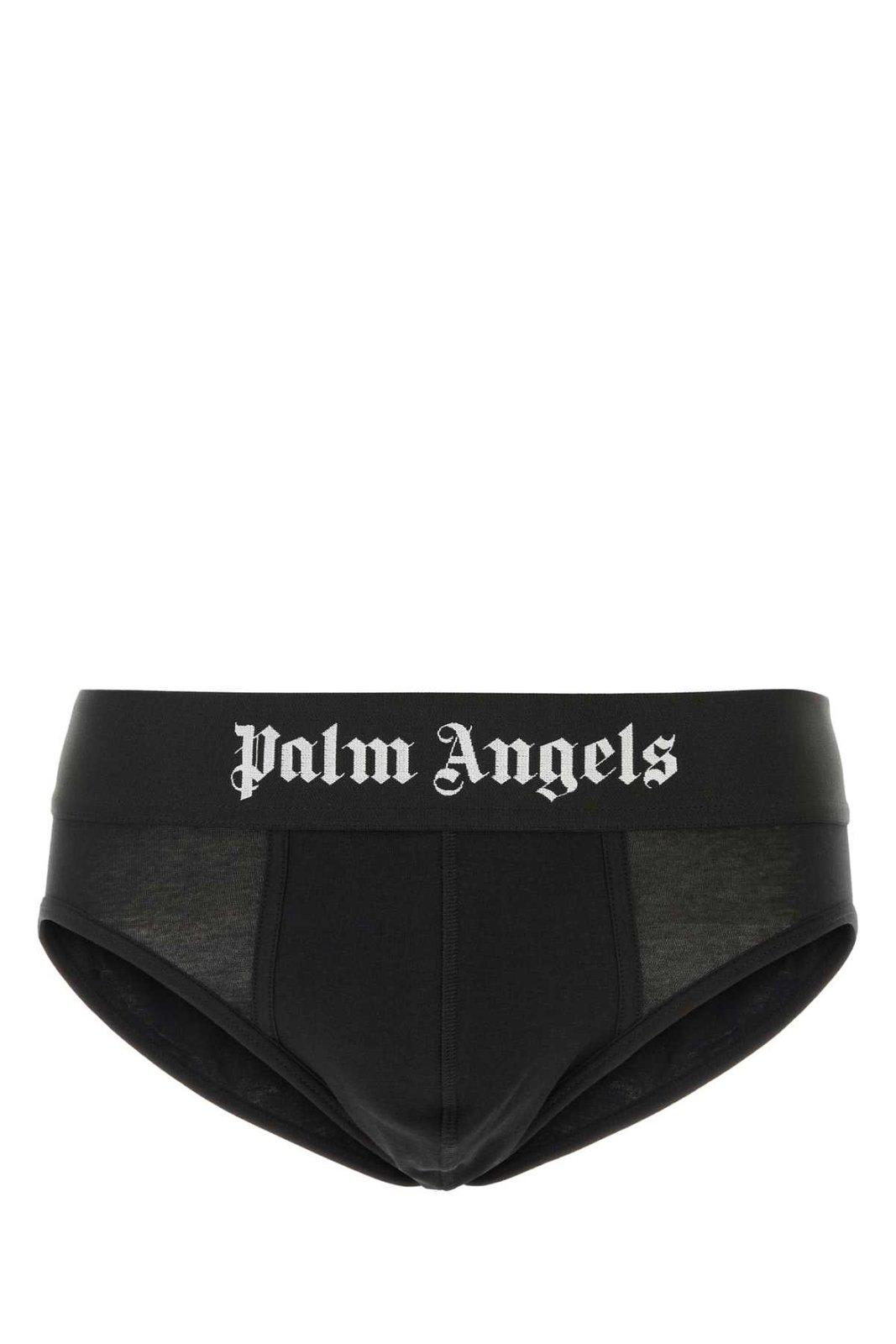 Shop Palm Angels Logo Waistband Briefs In Black