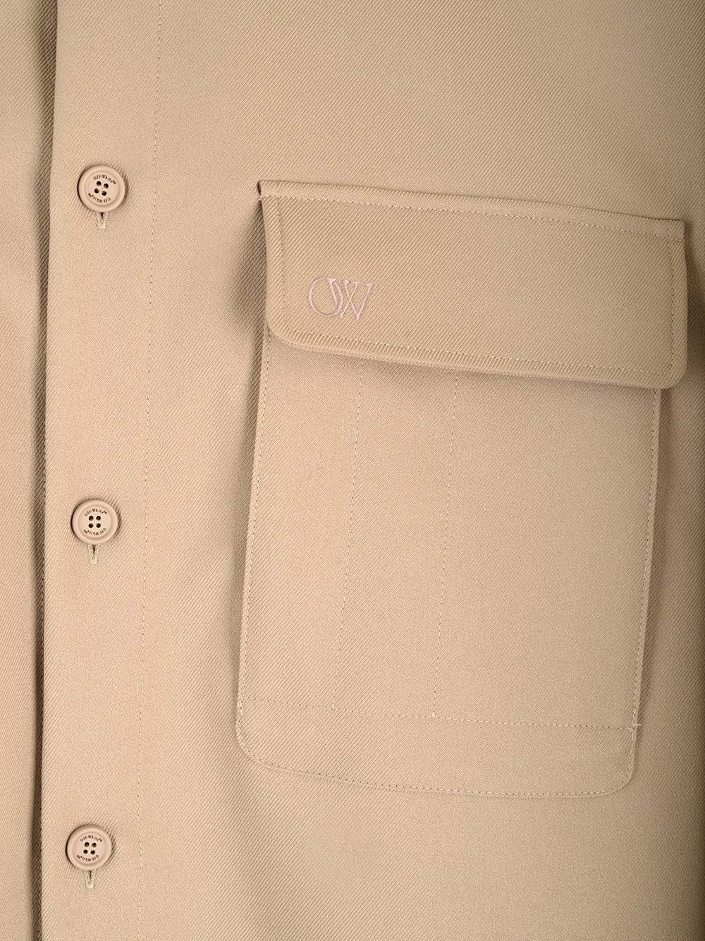 Off-white Men's Embroidered Drill Military Overshirt In Neutral