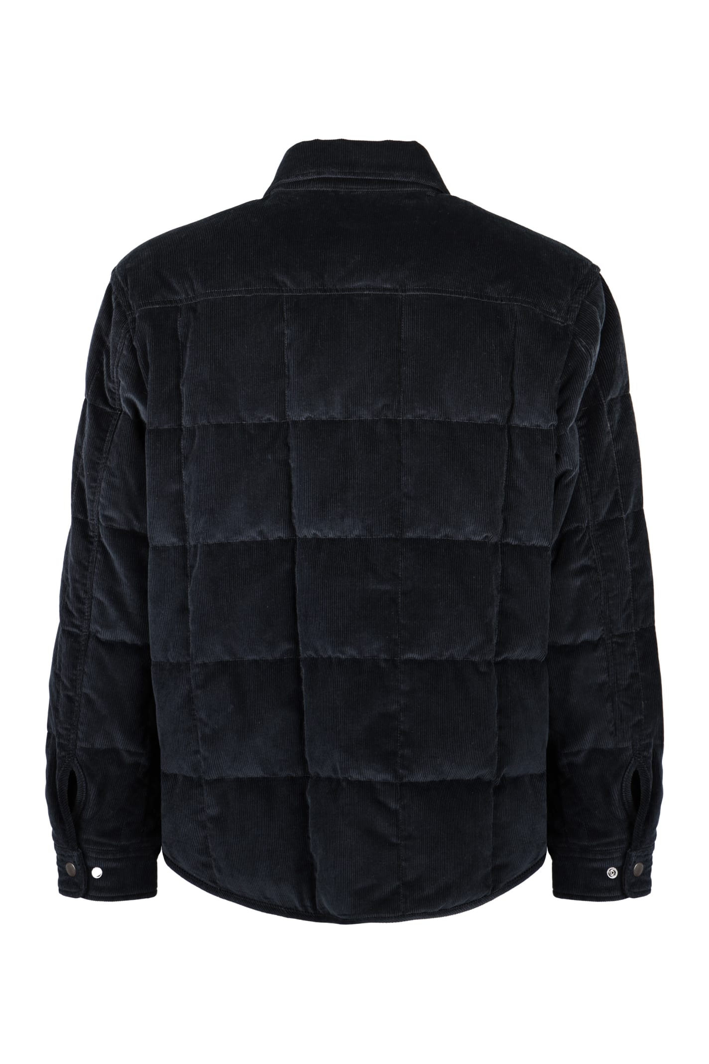 Shop Woolrich Quilted Jacket With Snaps In Blue