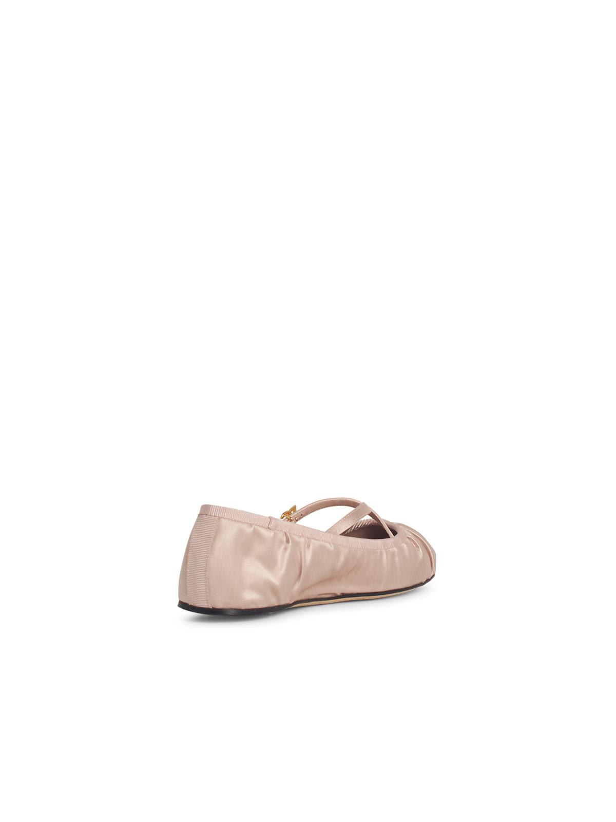 Dolce & Gabbana Pink Ballet Flats With Metallic Dg Logo Plaque In Pink
