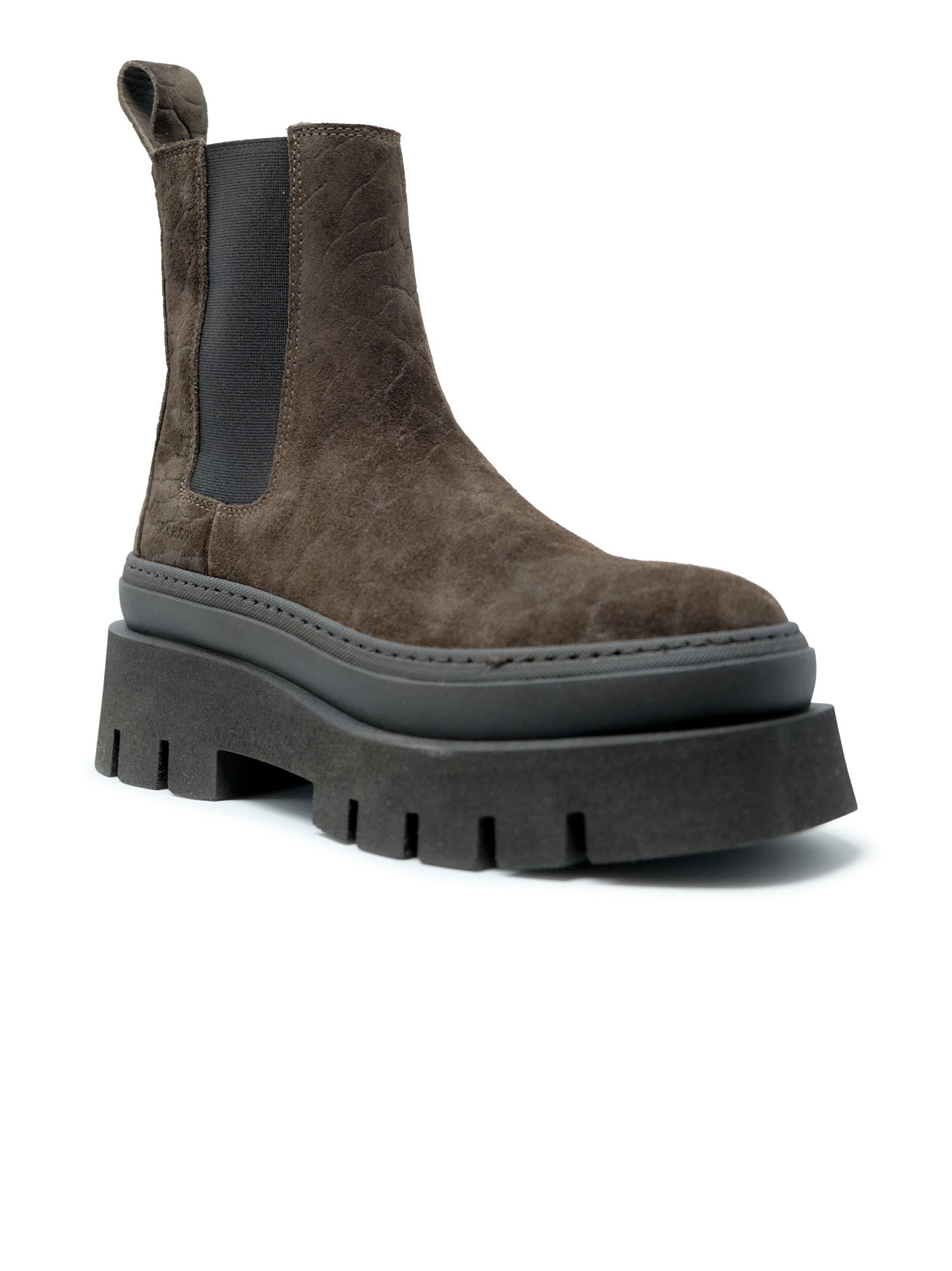 Copenhagen Croco Suede Chocolate Chelsea Boots In Brown
