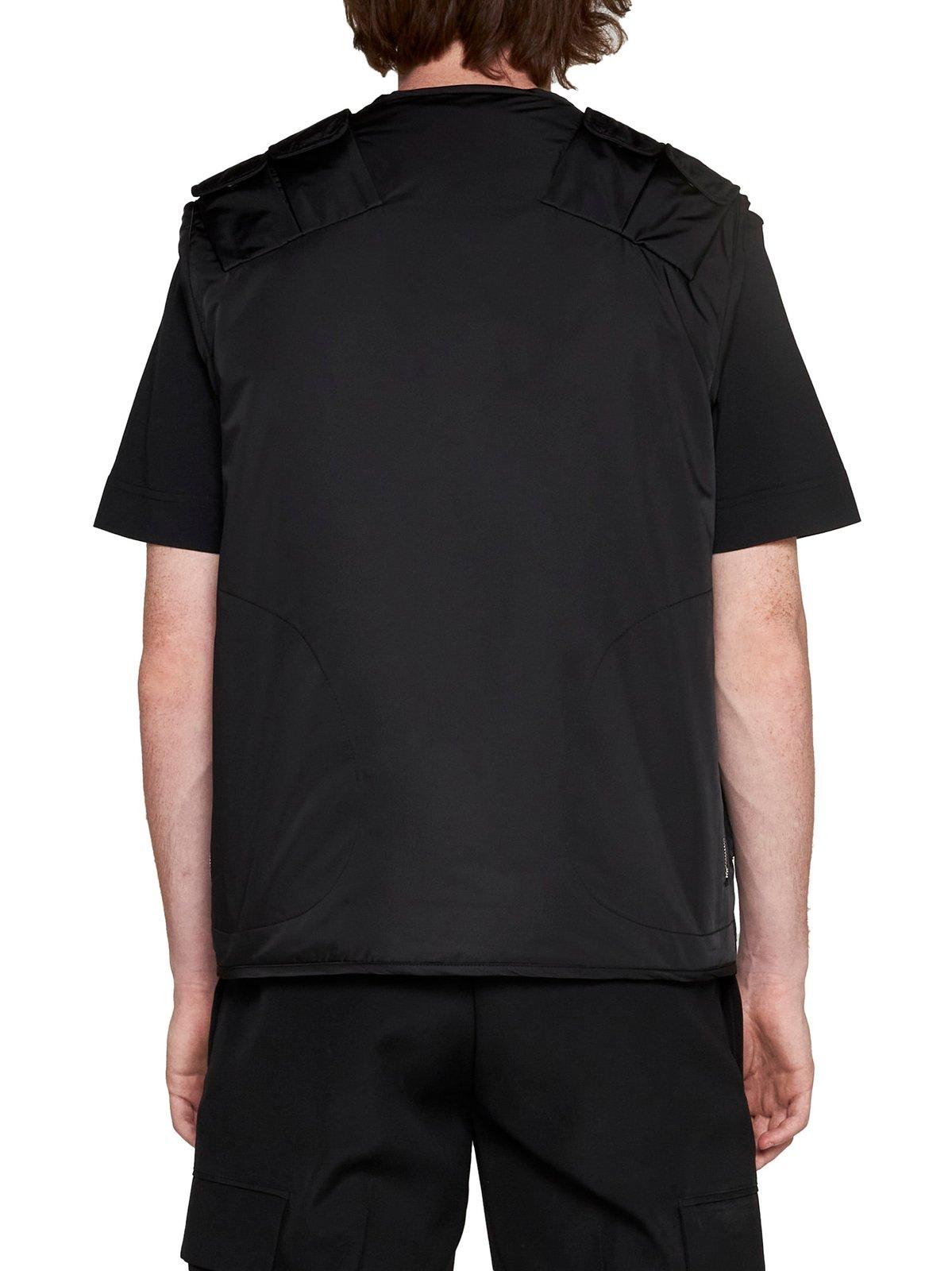 Shop Givenchy Zip-up Logo Embroidered Vest In Black
