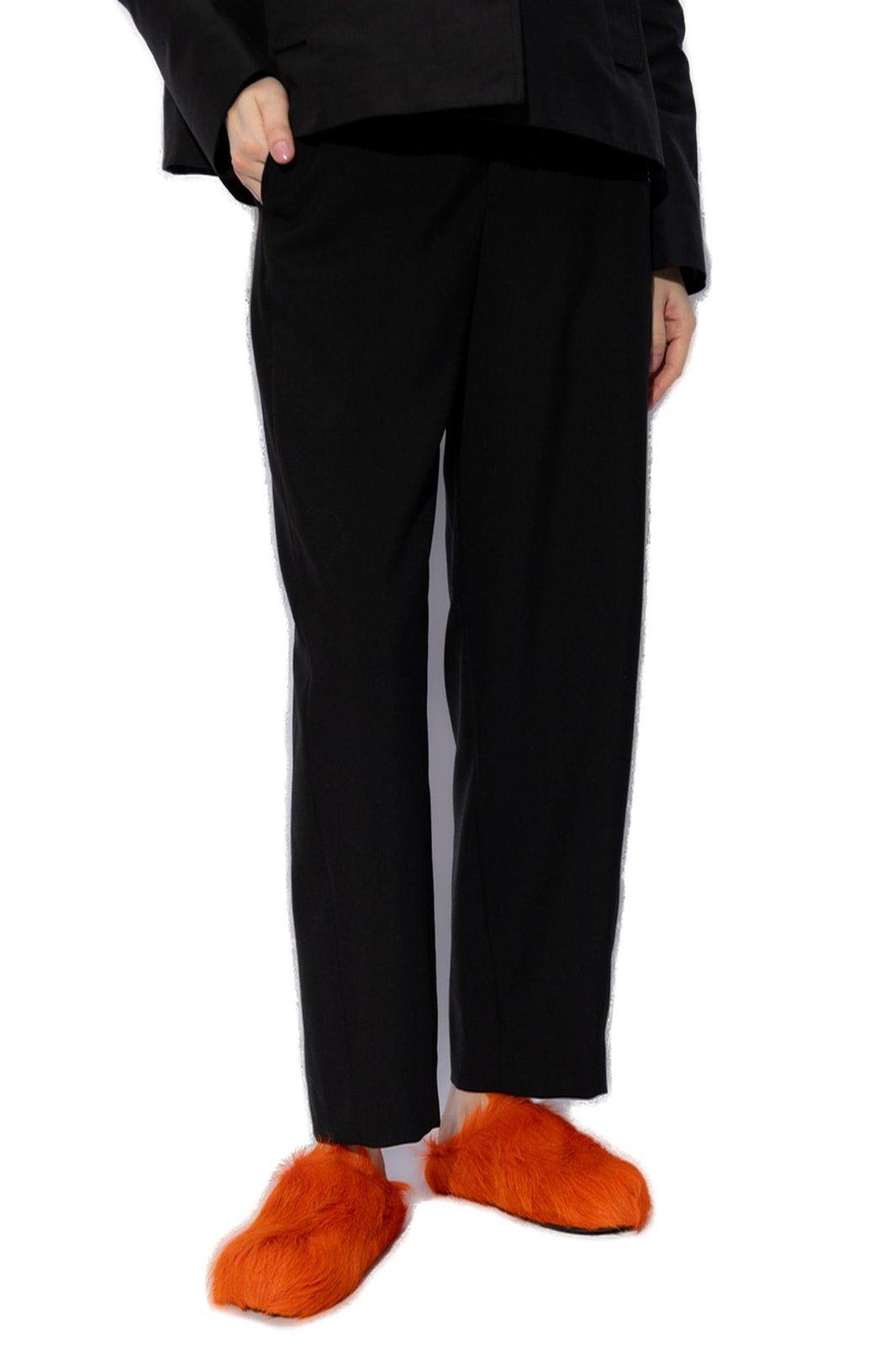 Shop Marni High-waist Straight-leg Trousers In Black