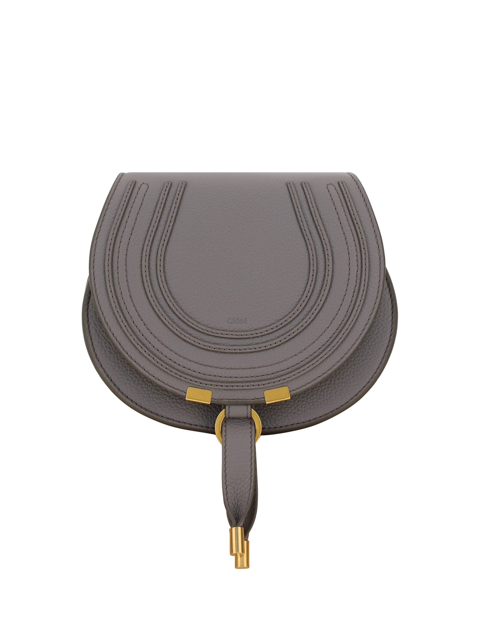 Shop Chloé Marcie Shoulder Bag In Cashmere Grey