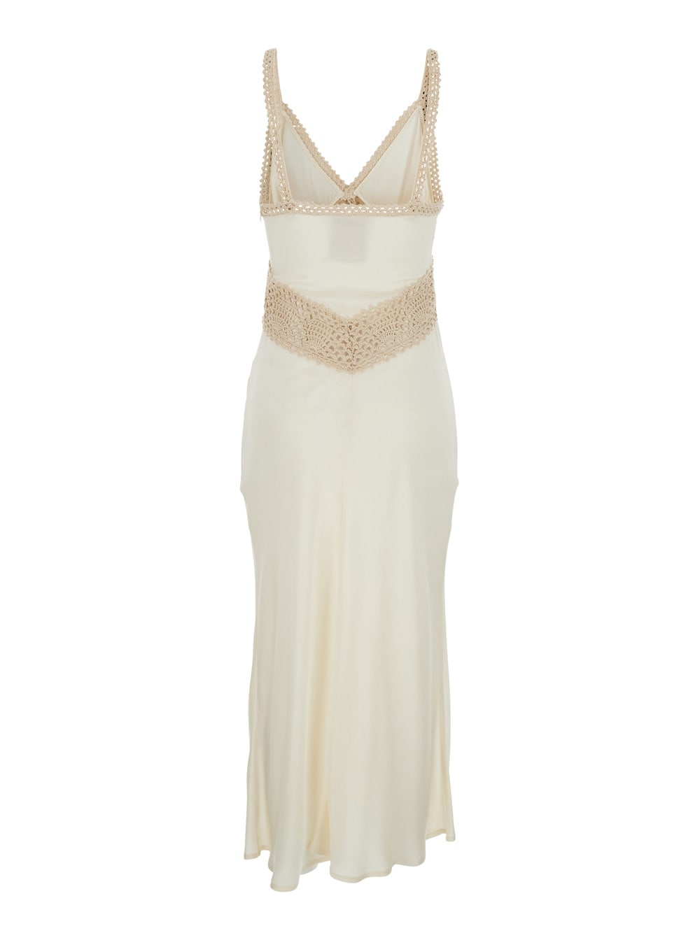 Semicouture Semi Couture Crochet Detail Long Dress In White