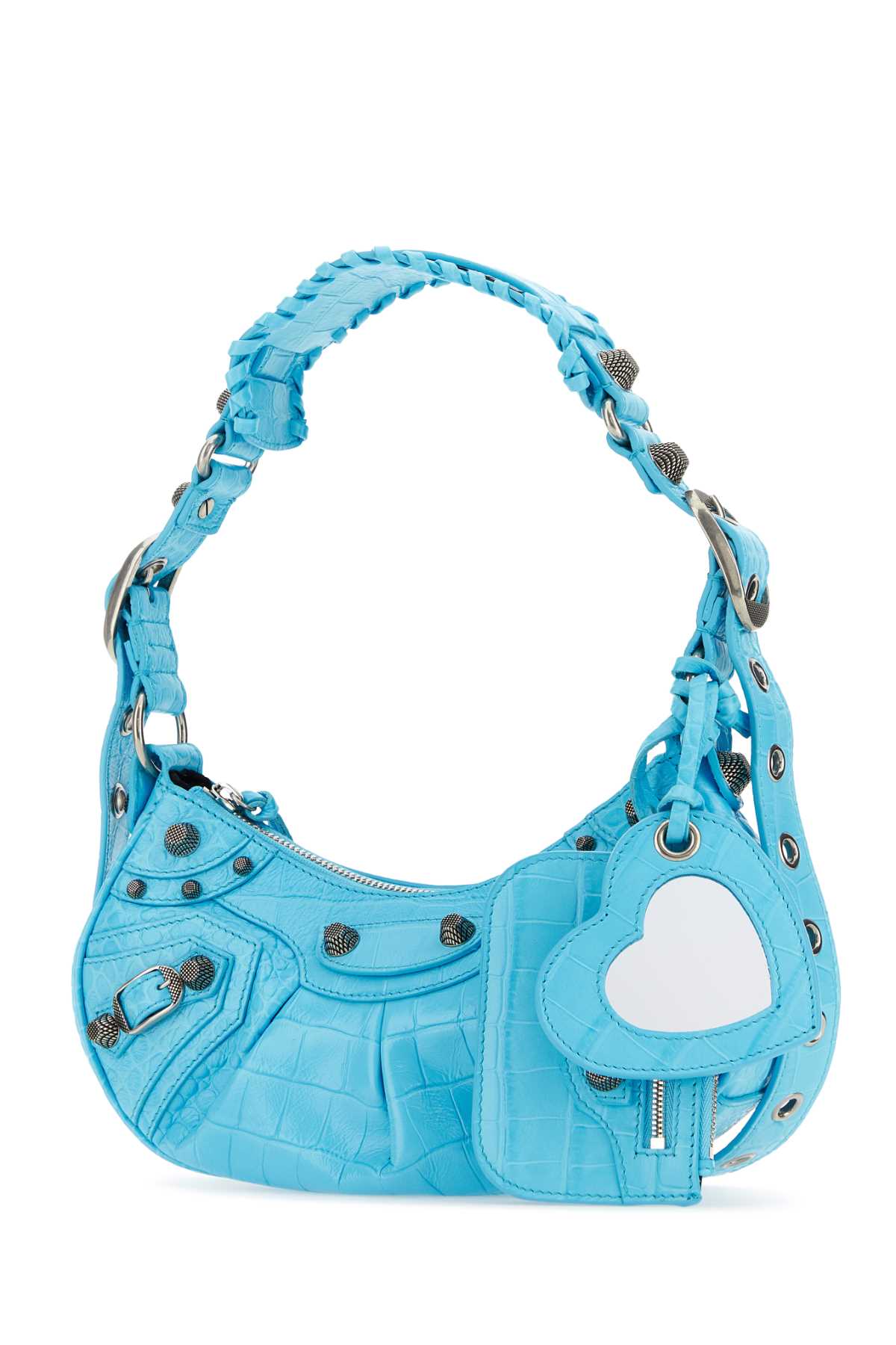 Shop Balenciaga Light Blue Leather Le Cagole Xs Shoulder Bag In Skyblue