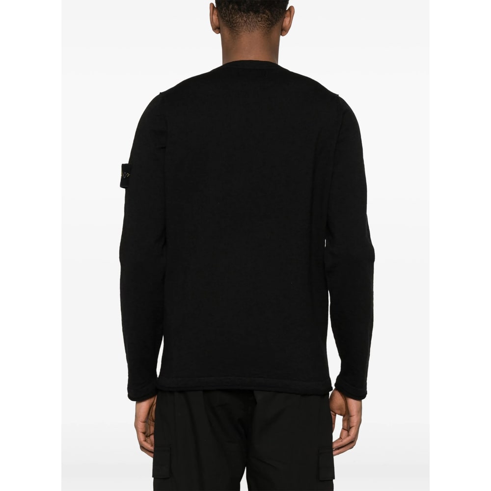 Stone Island Cotton Sweatshirt With Removable Logo Patch In Black