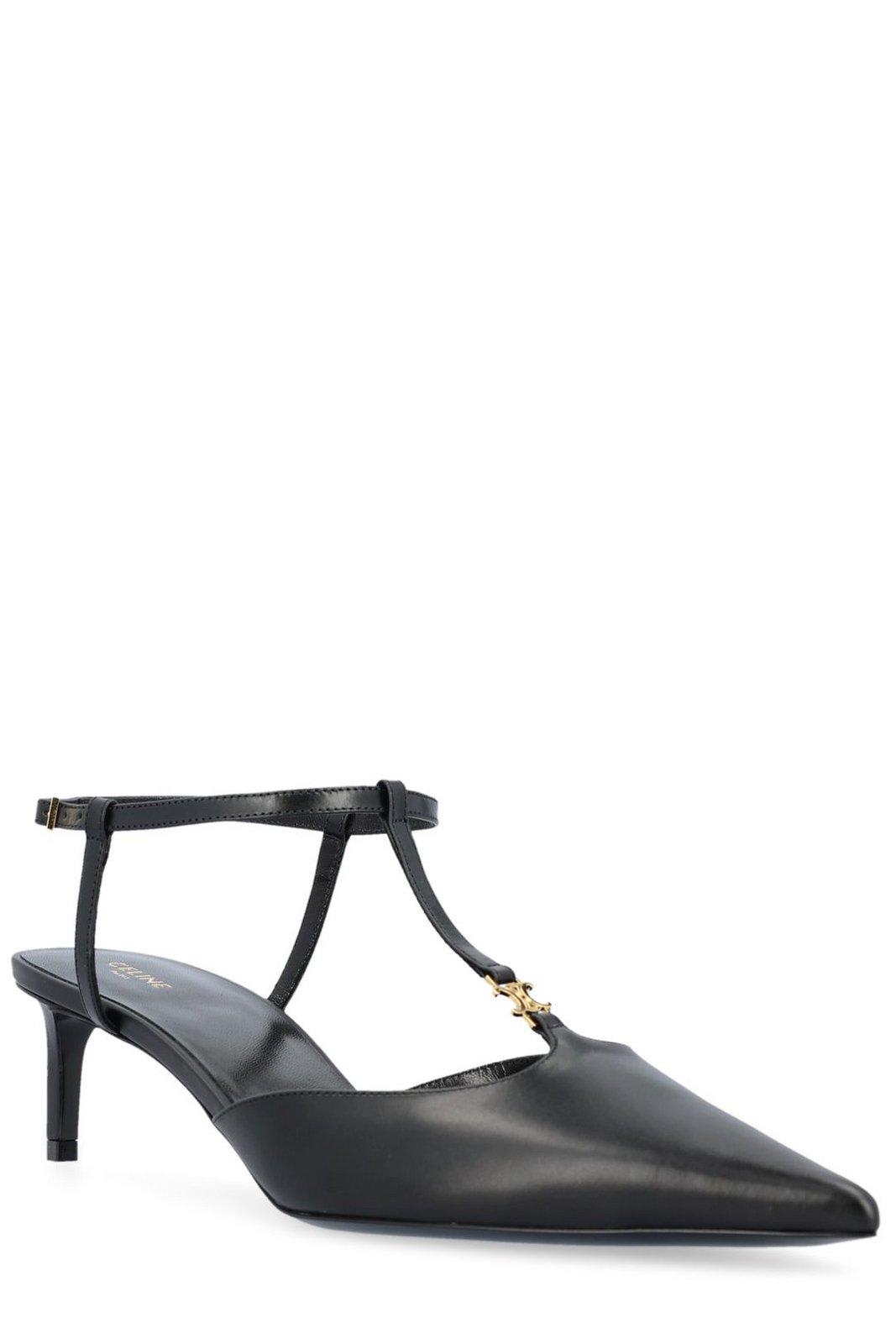 Shop Celine Kitten T-bar Stap Pumps In Black