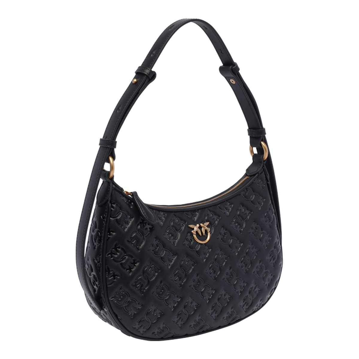 Shop Pinko Mini Half Moon Shoulder Bag In Black