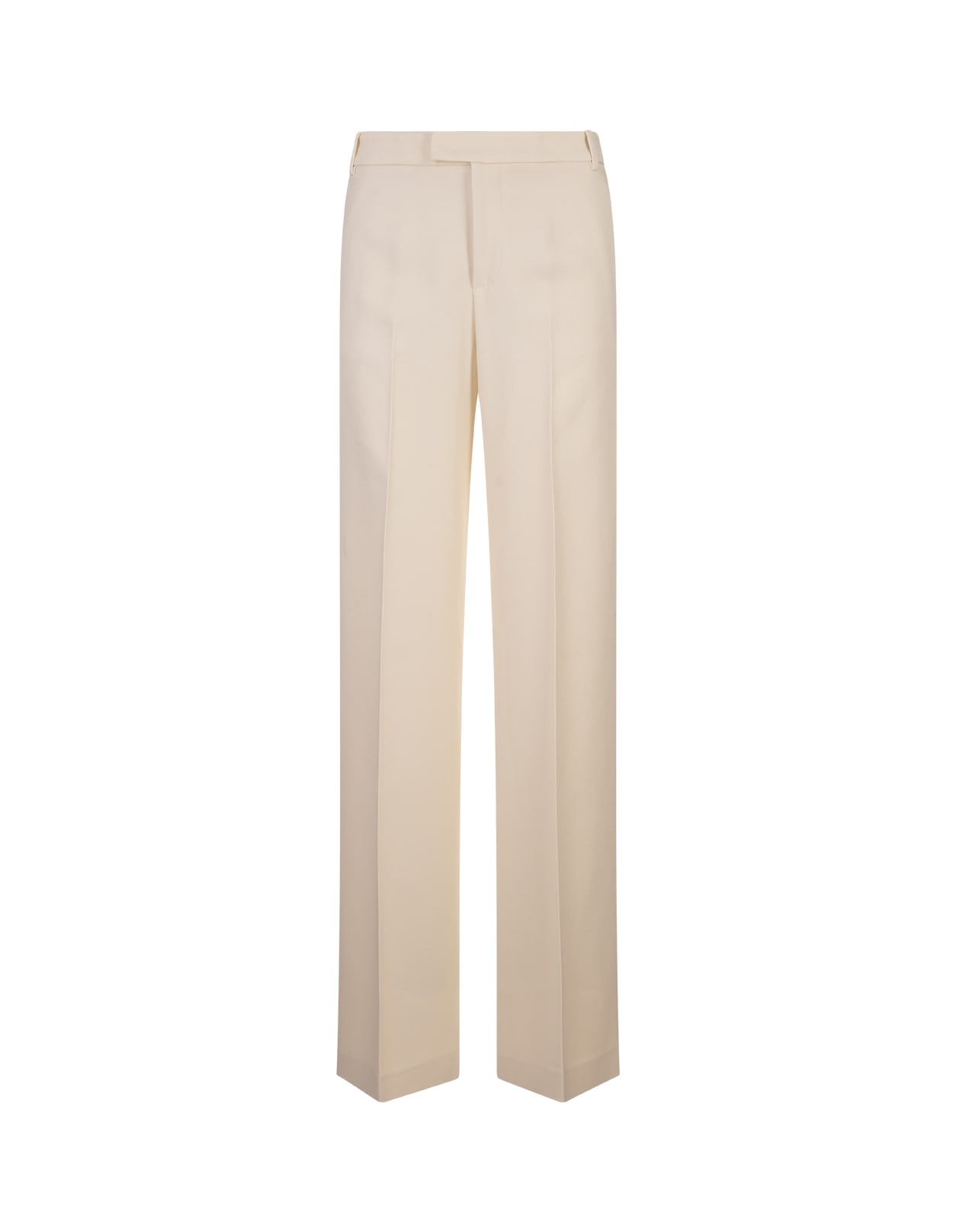 Shop Blumarine White Viscose Crepe Wide Leg Trousers