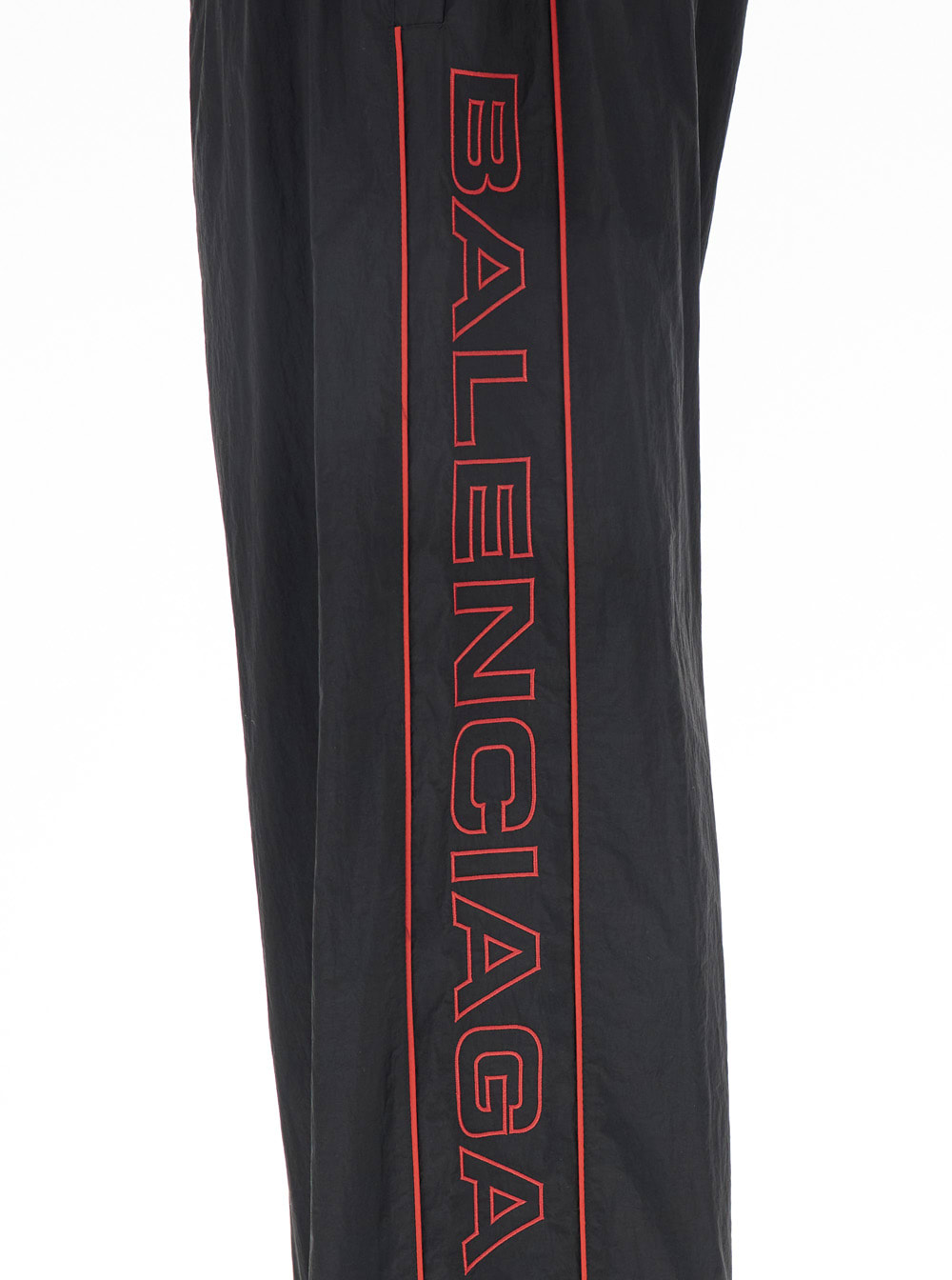 Balenciaga Black Pants With Elastic Drawstring And Side Band With Logo Lettering In Tech Fabric Man In Black