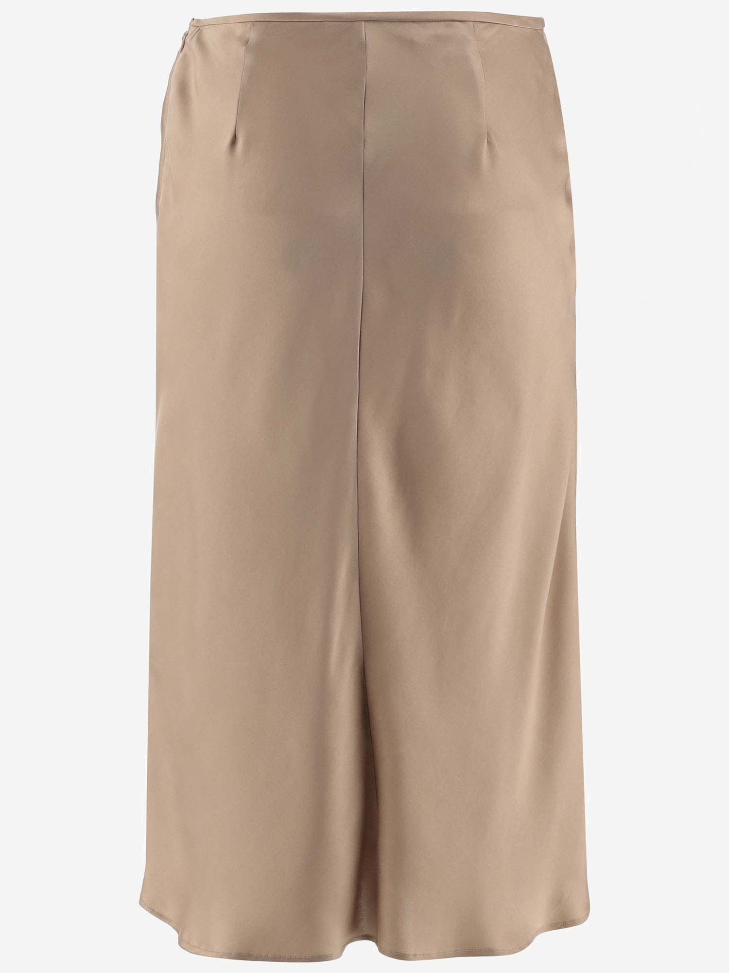 Shop Blumarine Silk Satin Midi Skirt In Beige