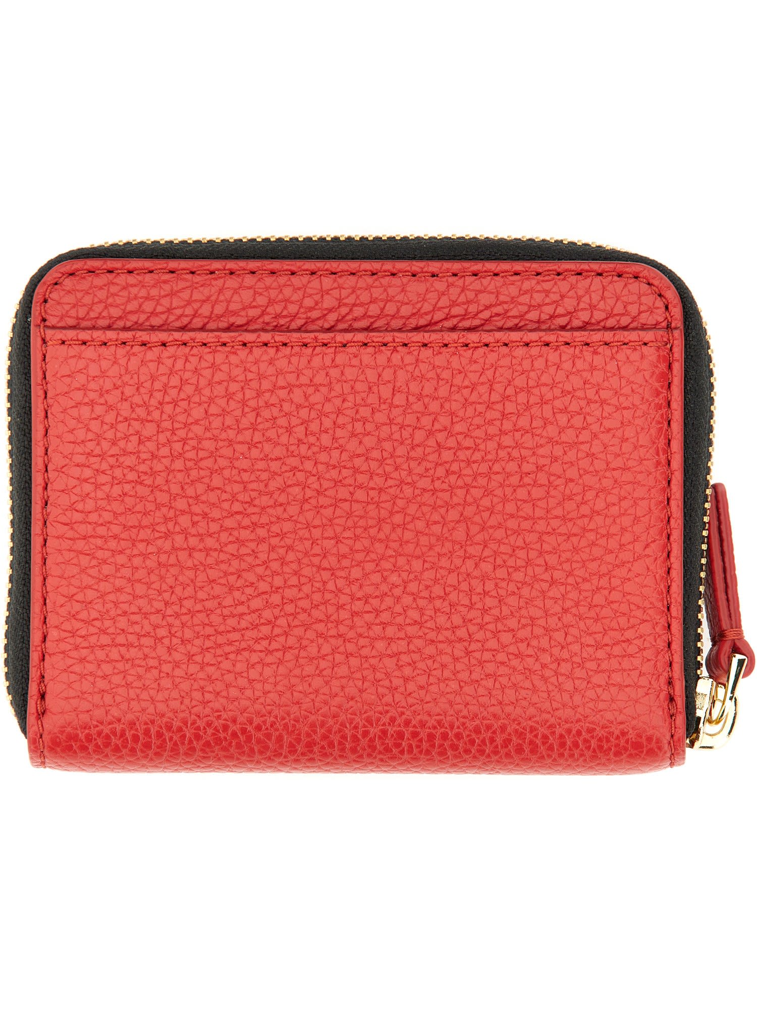 Shop Marc Jacobs Leather Wallet With Zipper In True Red