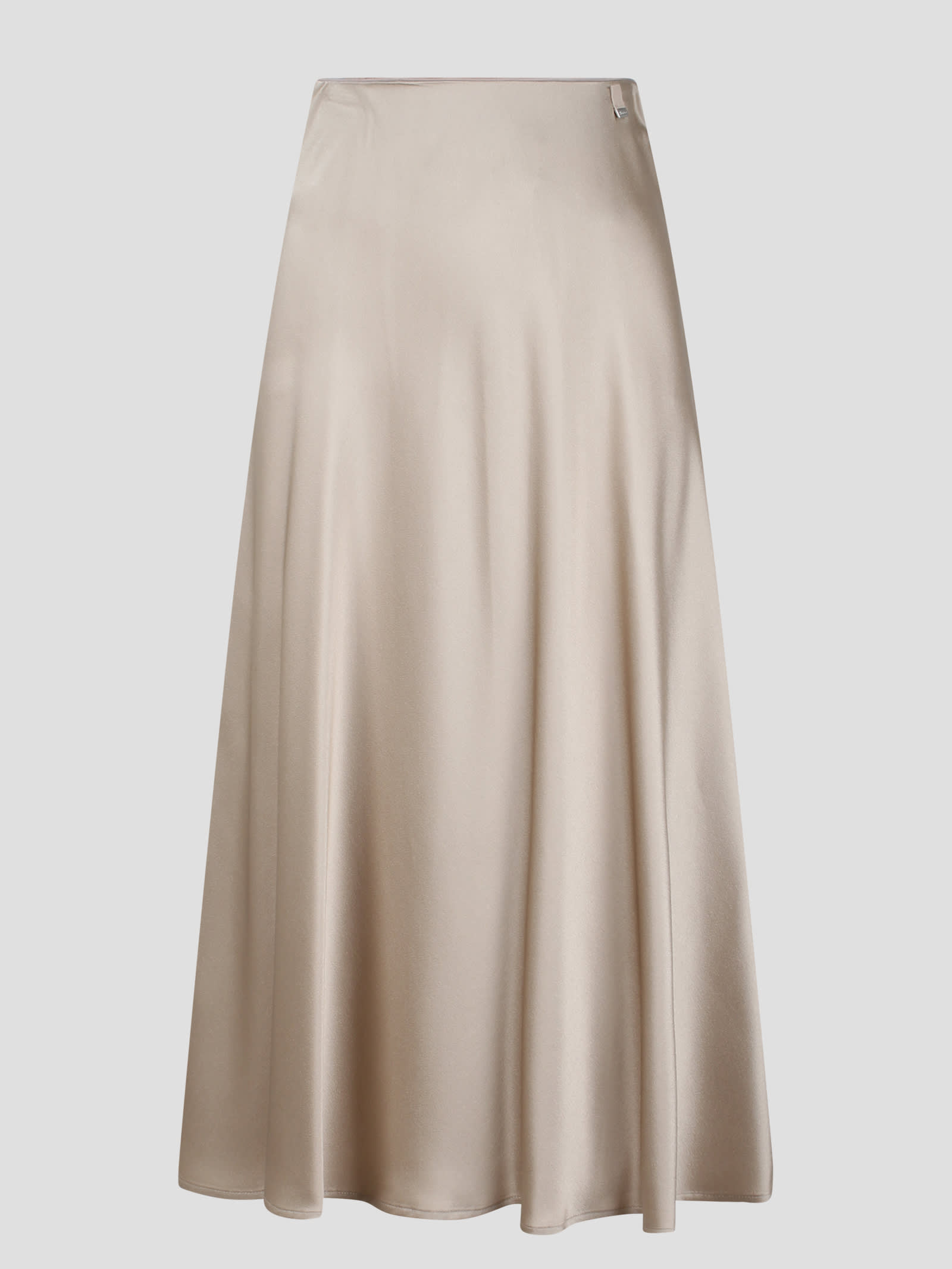 Shop Herno Satin Fluid Skirt In Nude & Neutrals