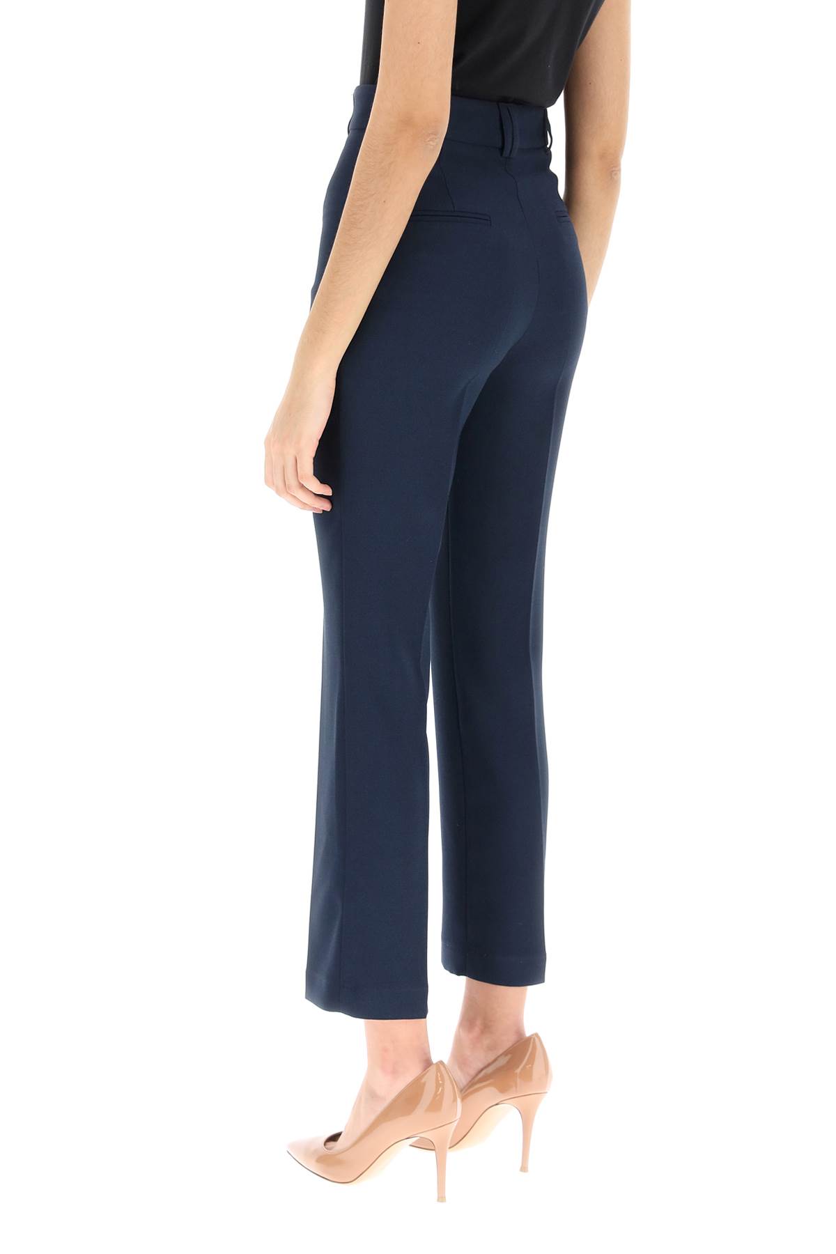Shop Hebe Studio Loulou Cady Trousers In Navy (blue)