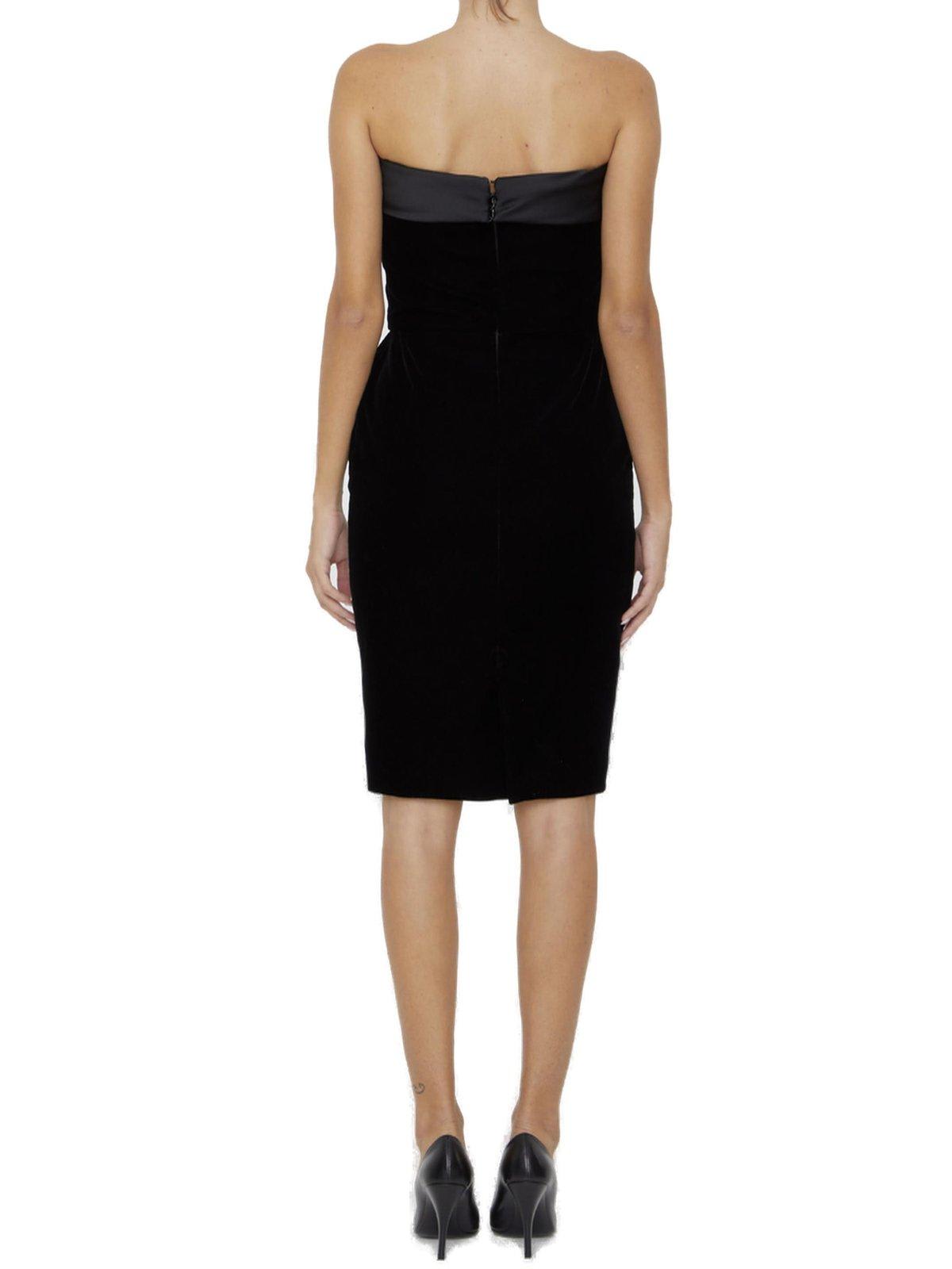 Shop Saint Laurent Strapless Mini Dress In Black