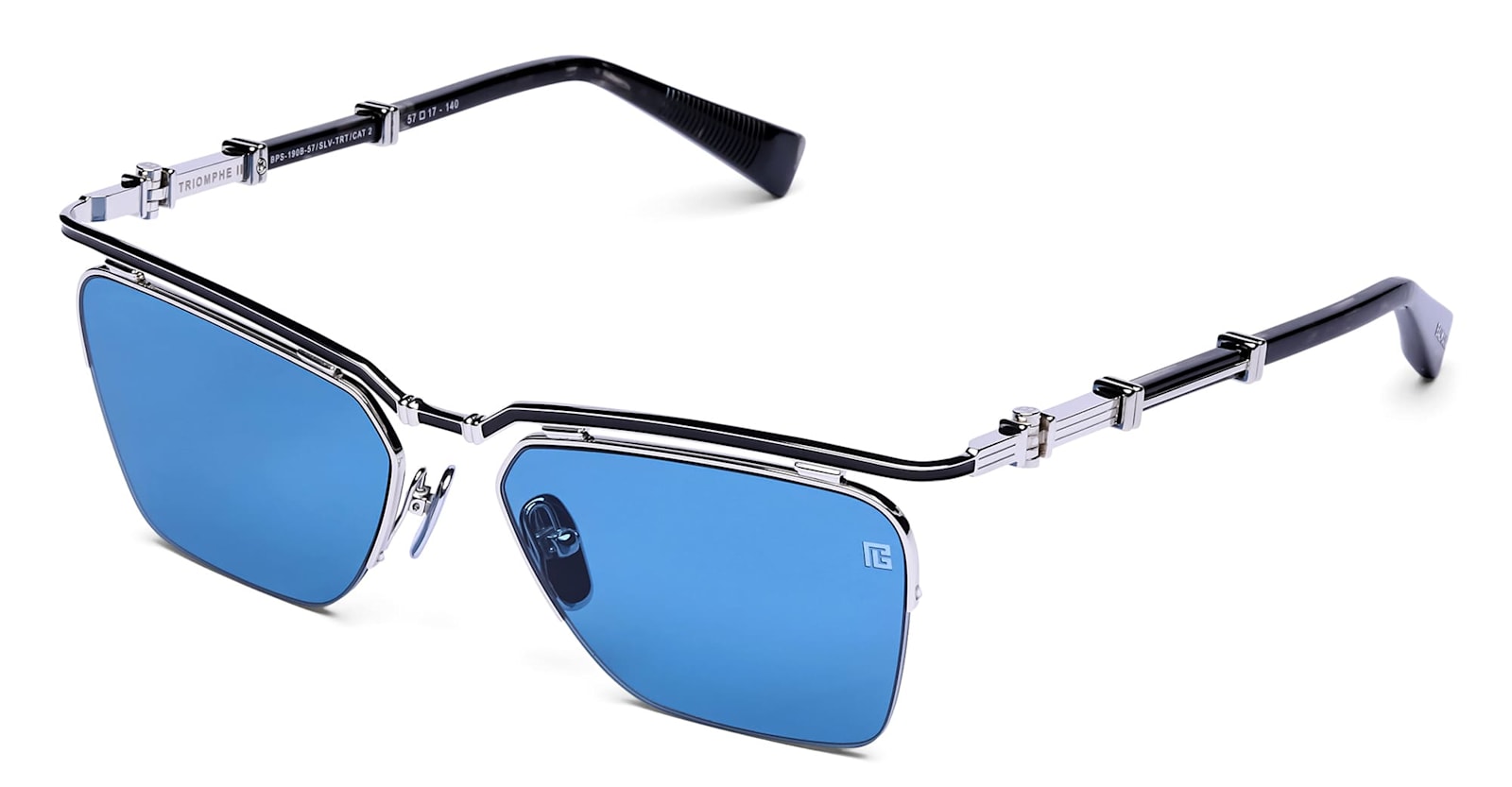 Balmain Triomphe Ii - Silver / Black Havana Sunglasses In Blue