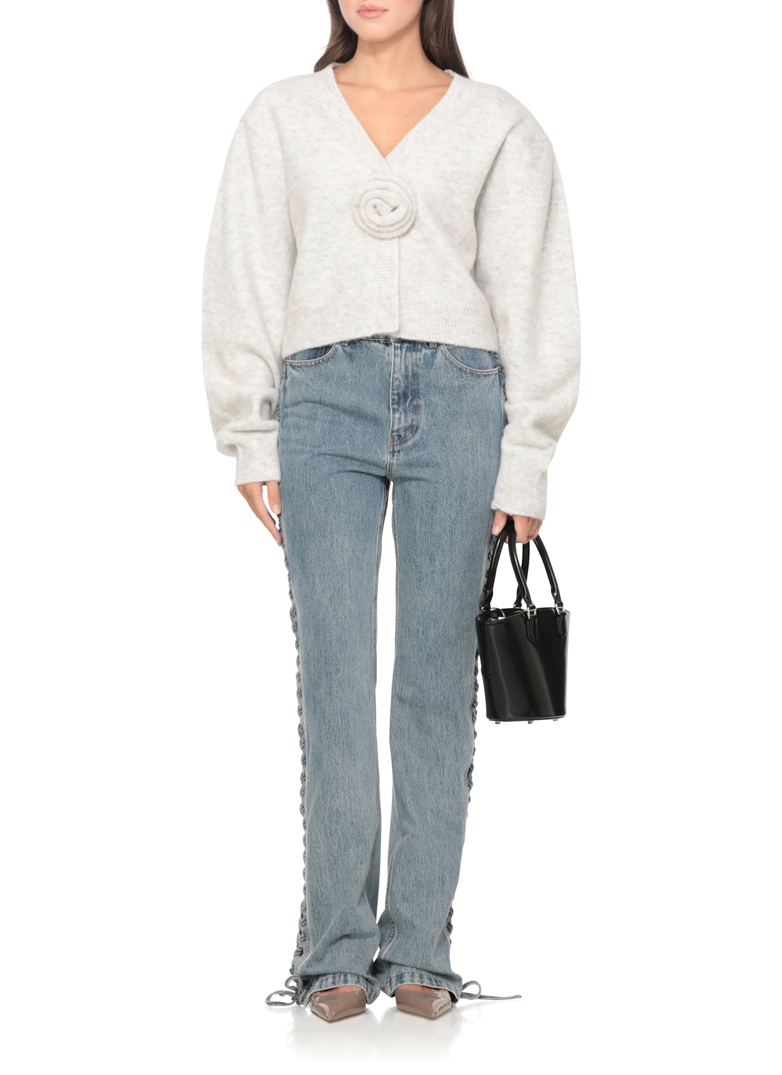 Rotate Birger Christensen Alpaca And Wool Cardigan In White