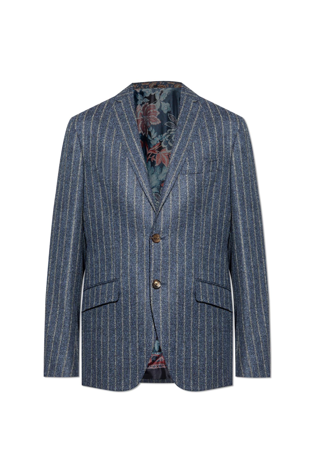 Etro Classic Pinstripe Blazer In Tailored Style In Multi