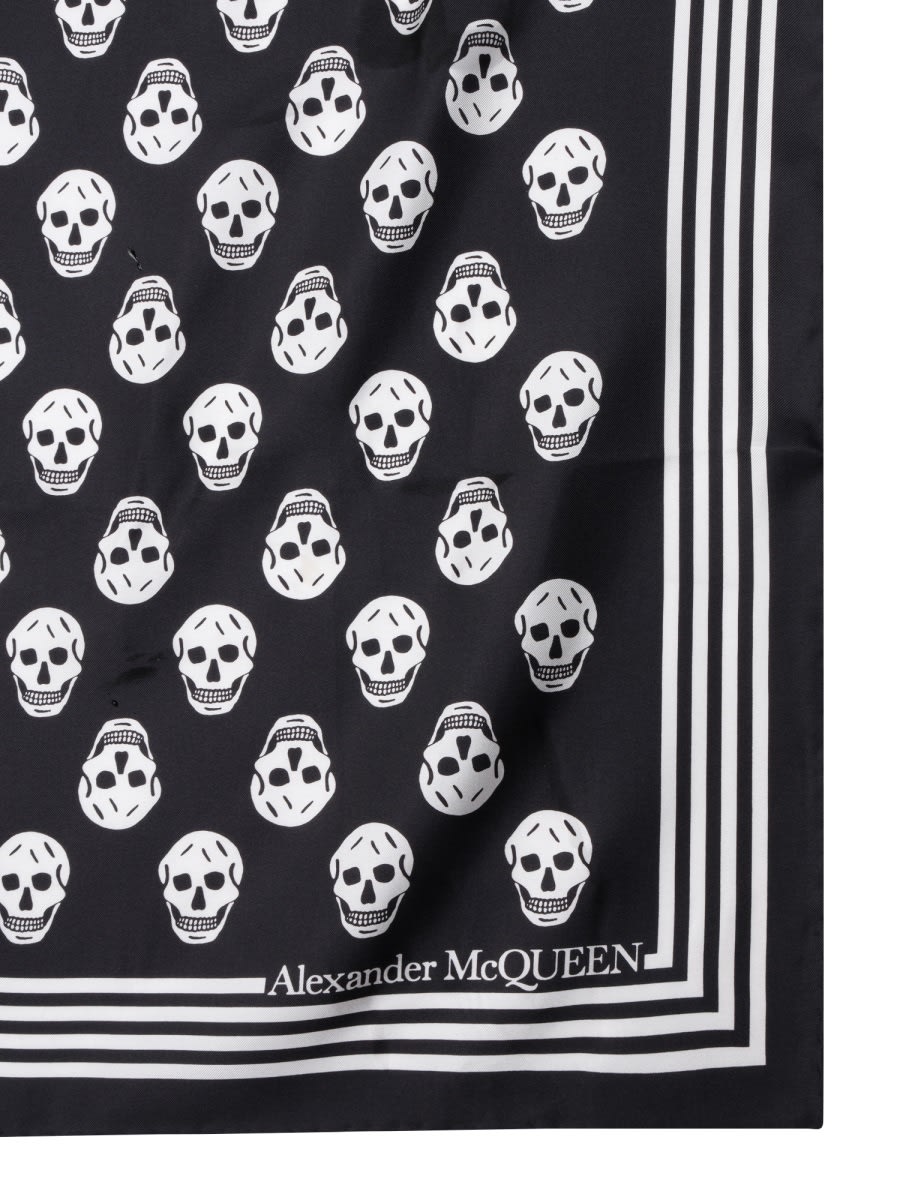 Shop Alexander Mcqueen Biker Skull Print Scarf In Black