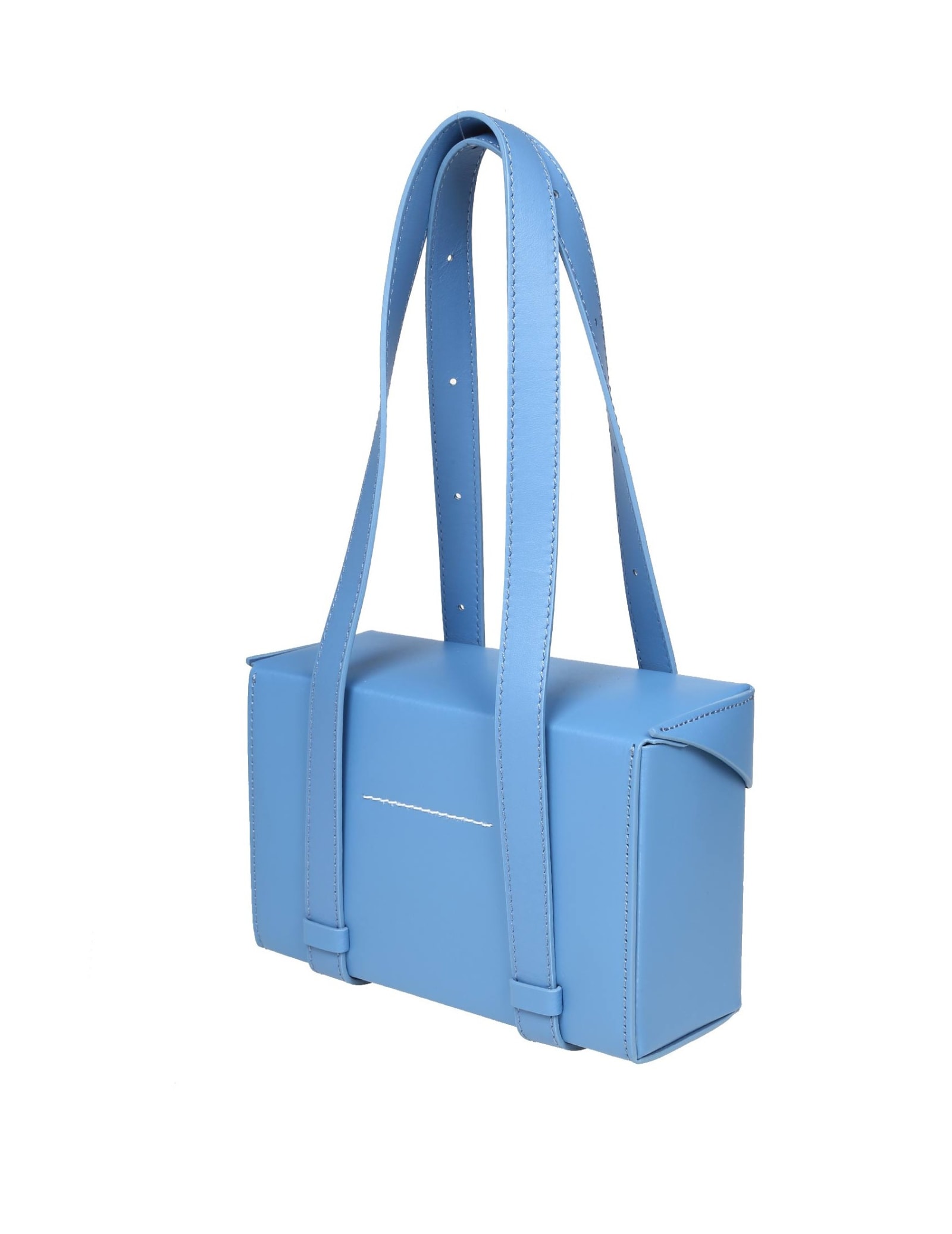 MM6 MAISON MARGIELA SMALL CLUTCH BOX IN LEATHER COLOR LIGHT BLUE