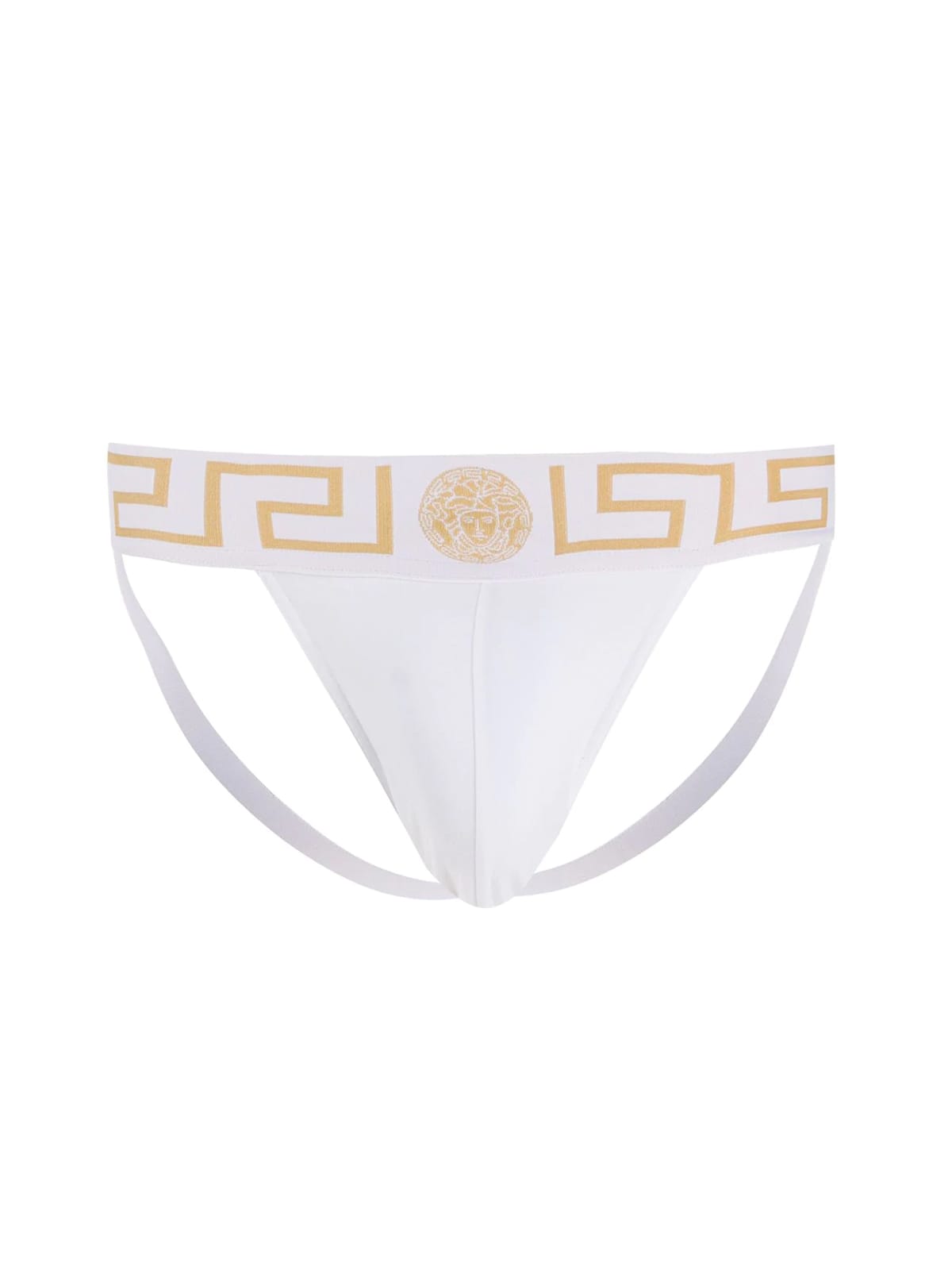 Versace Underwear Thong W/baroque Printing On Elastic Waist