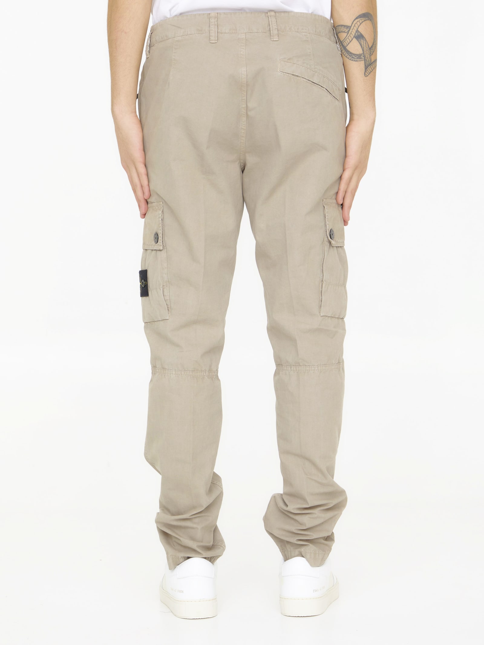 Shop Stone Island Cargo Pants In Beige