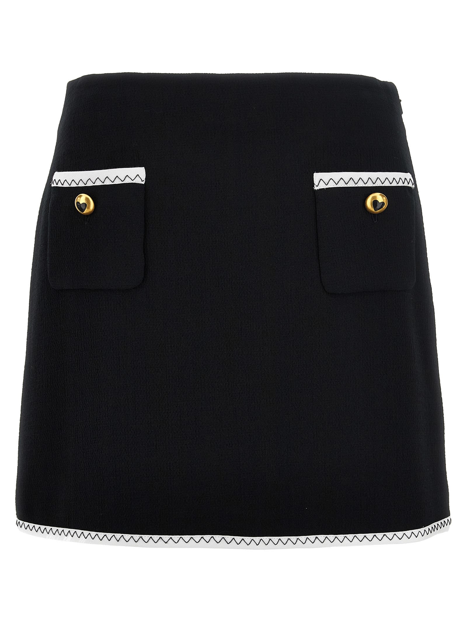 Shop Moschino Heart Button Skirt In White/black