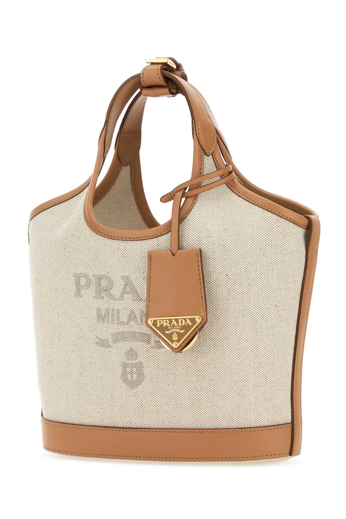 Shop Prada Sand Canvas Handbag In Naturale