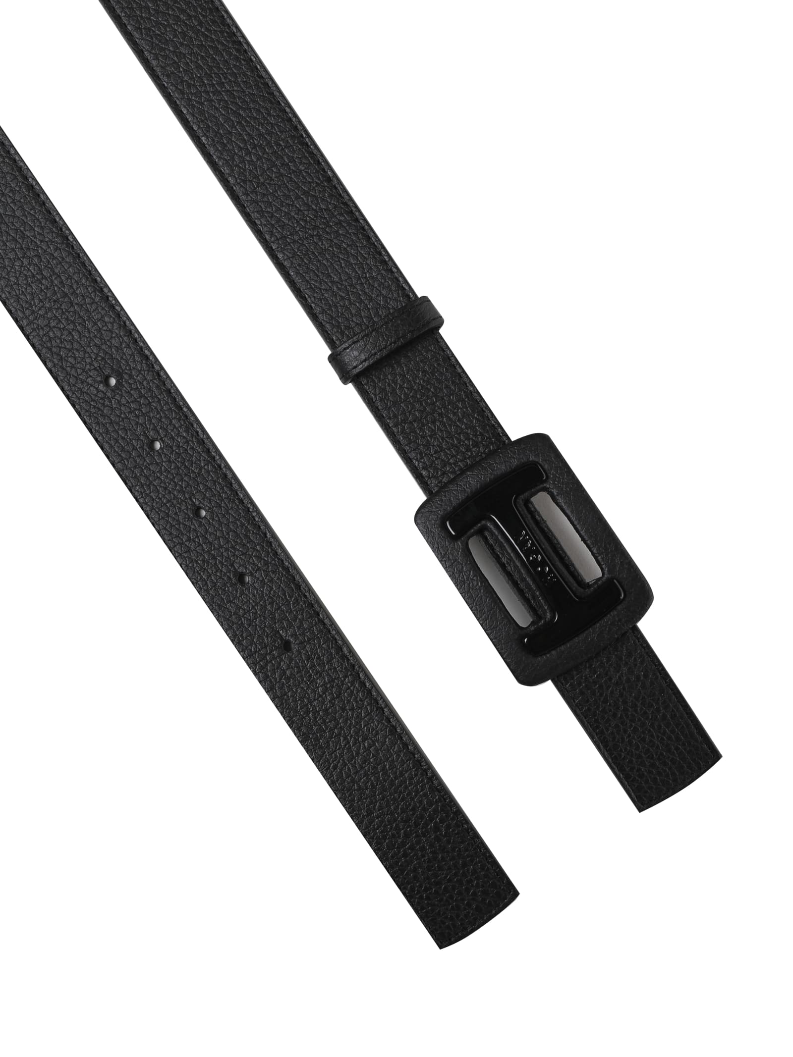 Shop Hogan Leather Belt With Rectangular Buckle In Black