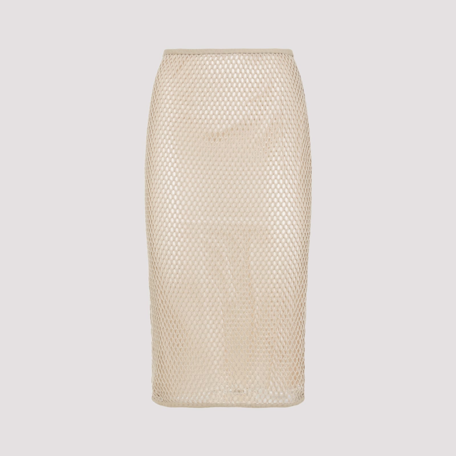 Prada Triangle Logo Mesh Pencil Skirt In Corda
