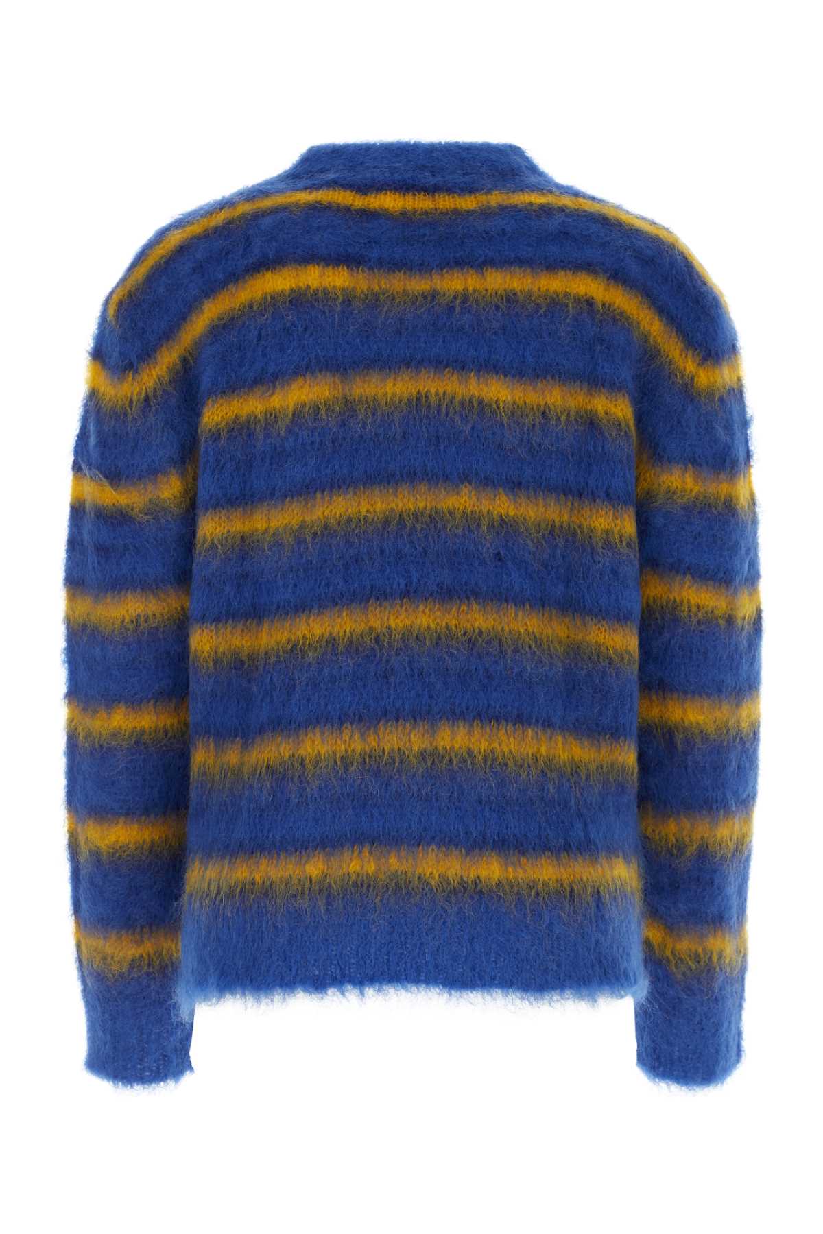 Shop Marni Embroidered Mohair Blend Sweater In Royal