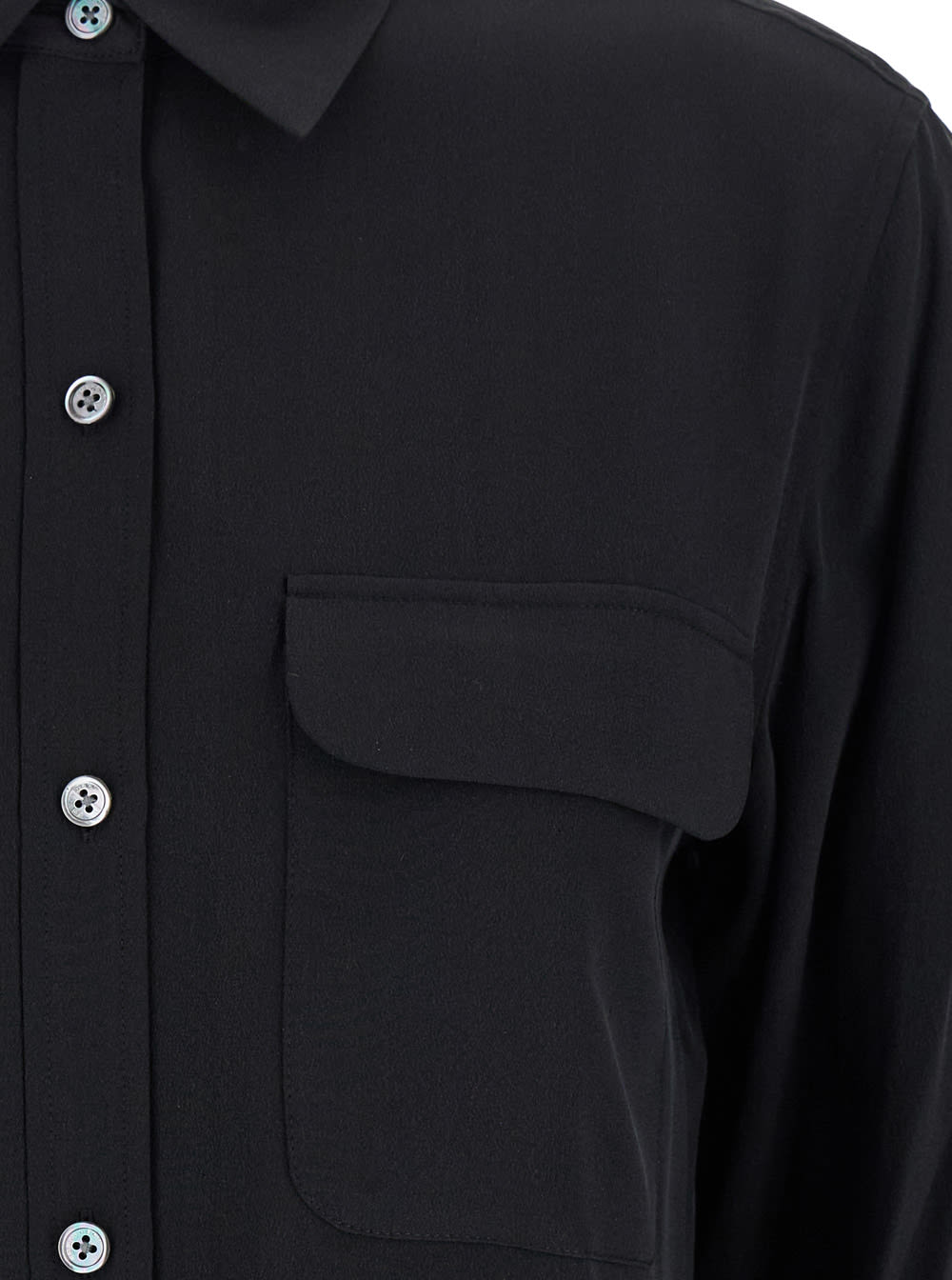 Equipment Patched Chest Pocket Plain Shirt In Black